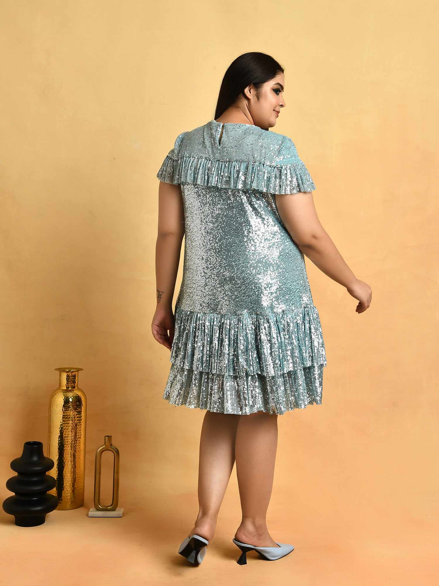 attic curves pretty please blue ruffle dress