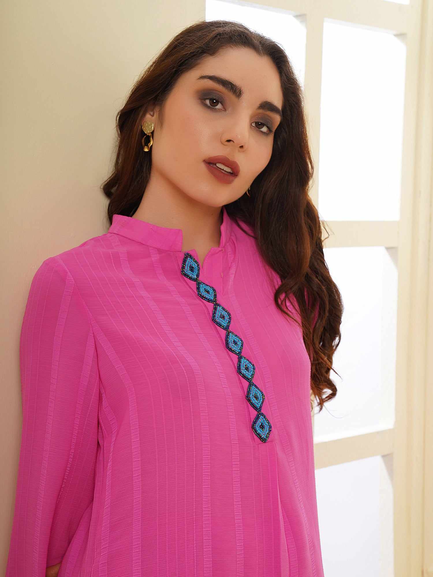 pink cord set with embellishment