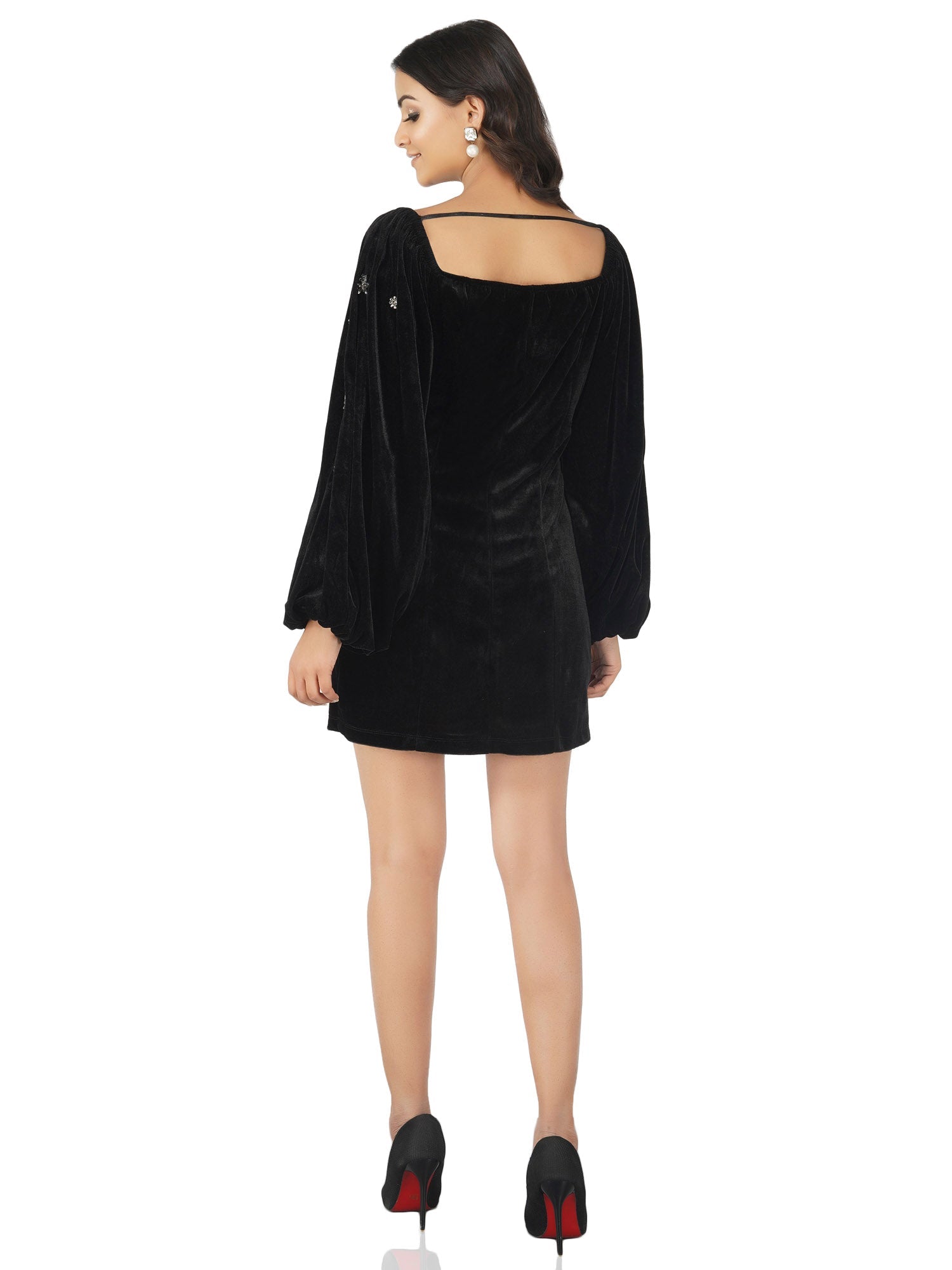 hazel embellished velvet mini dress