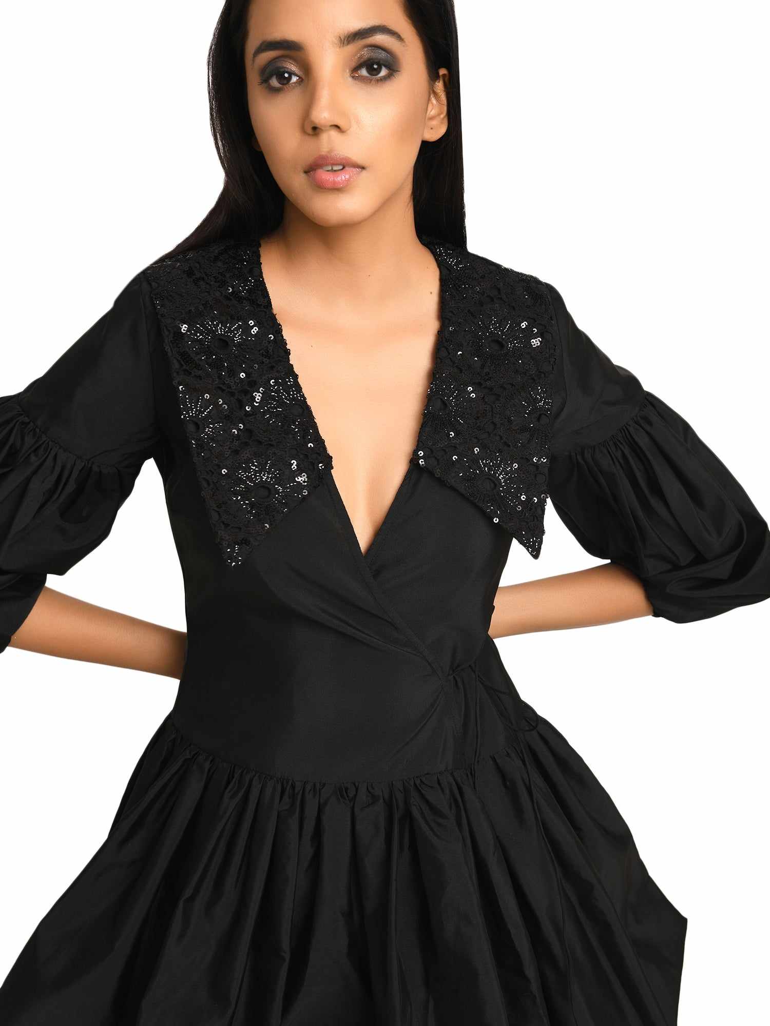 black spring flouncy dress