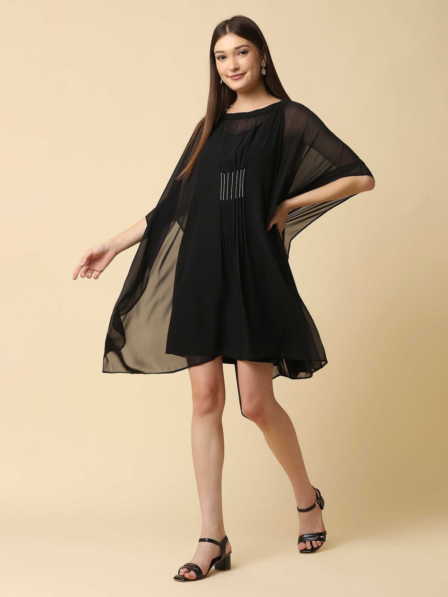 black kaftan dress