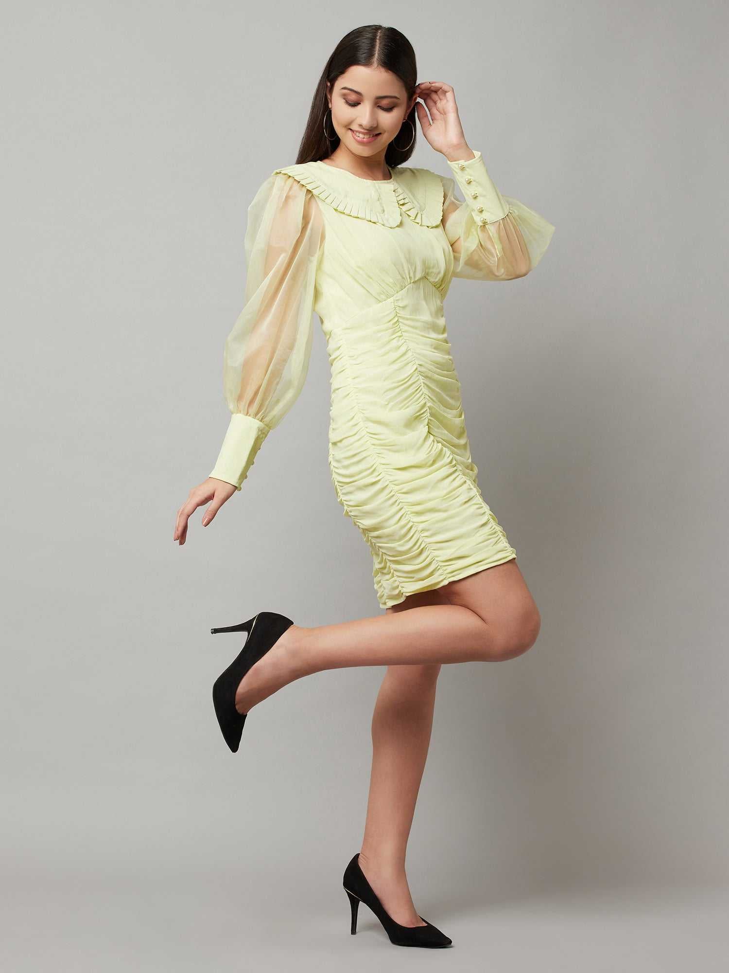 lemon ruche over me sassy dress