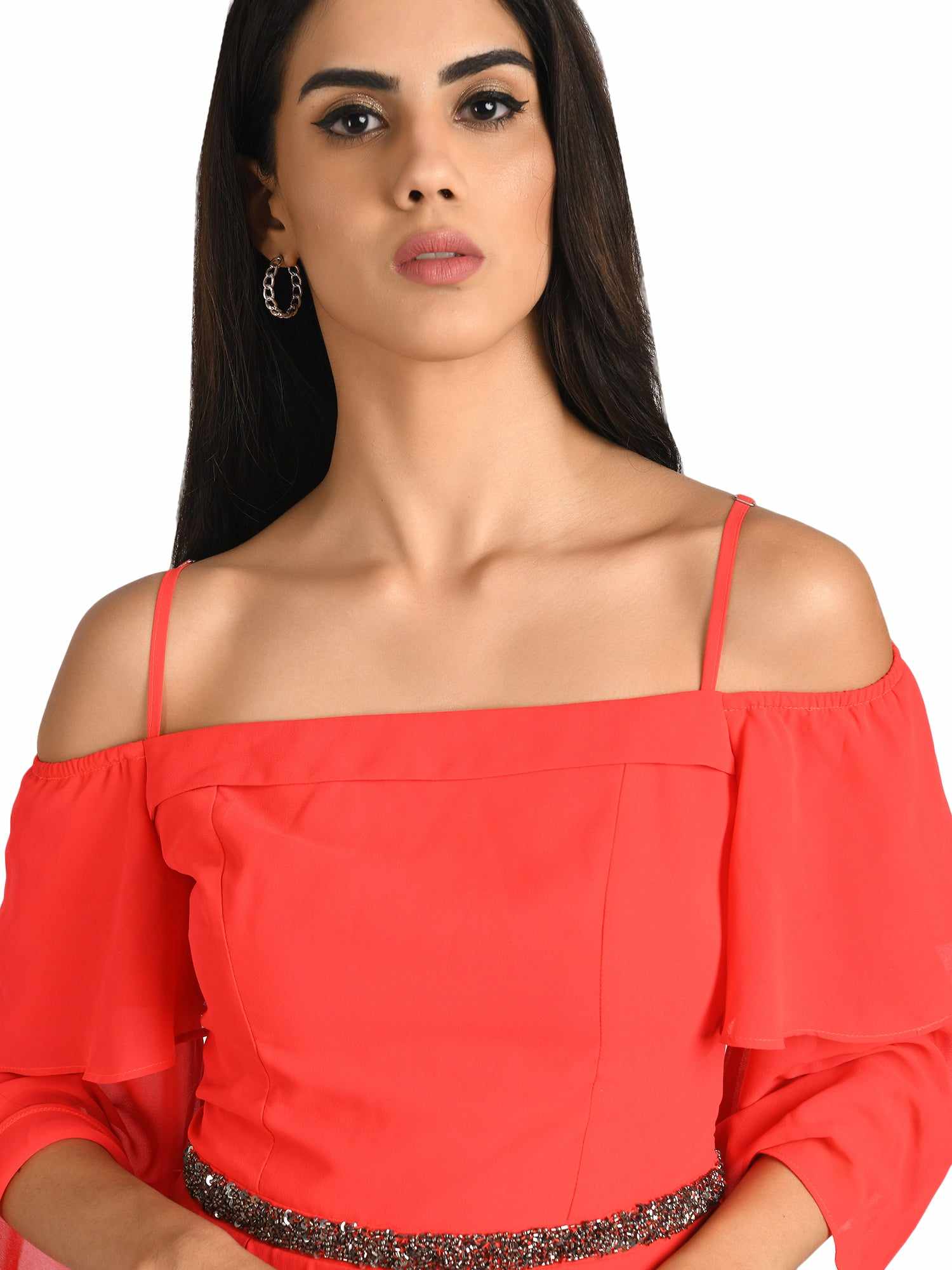 a line midi red dress
