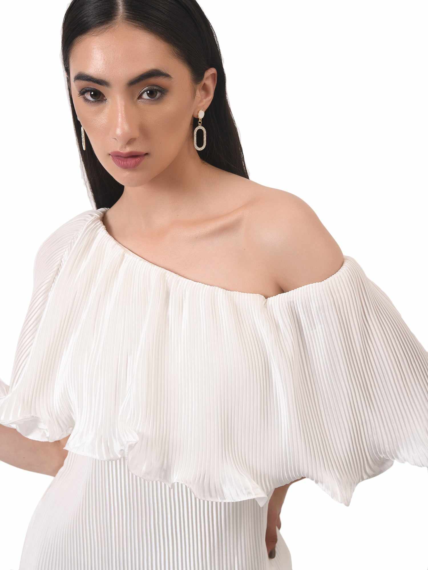 imaginative pleated white dress