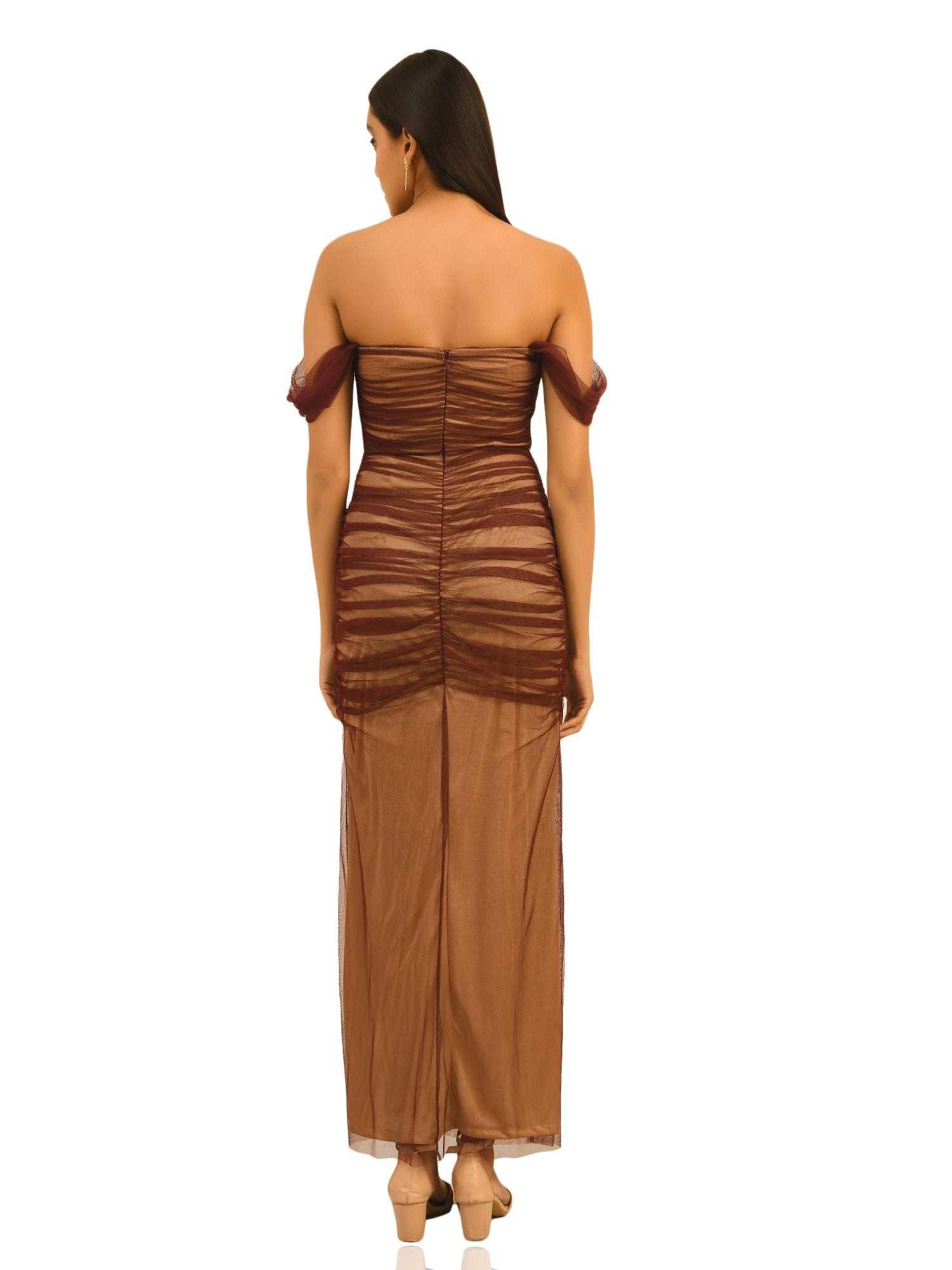 thigh high slit dress with contrast lining