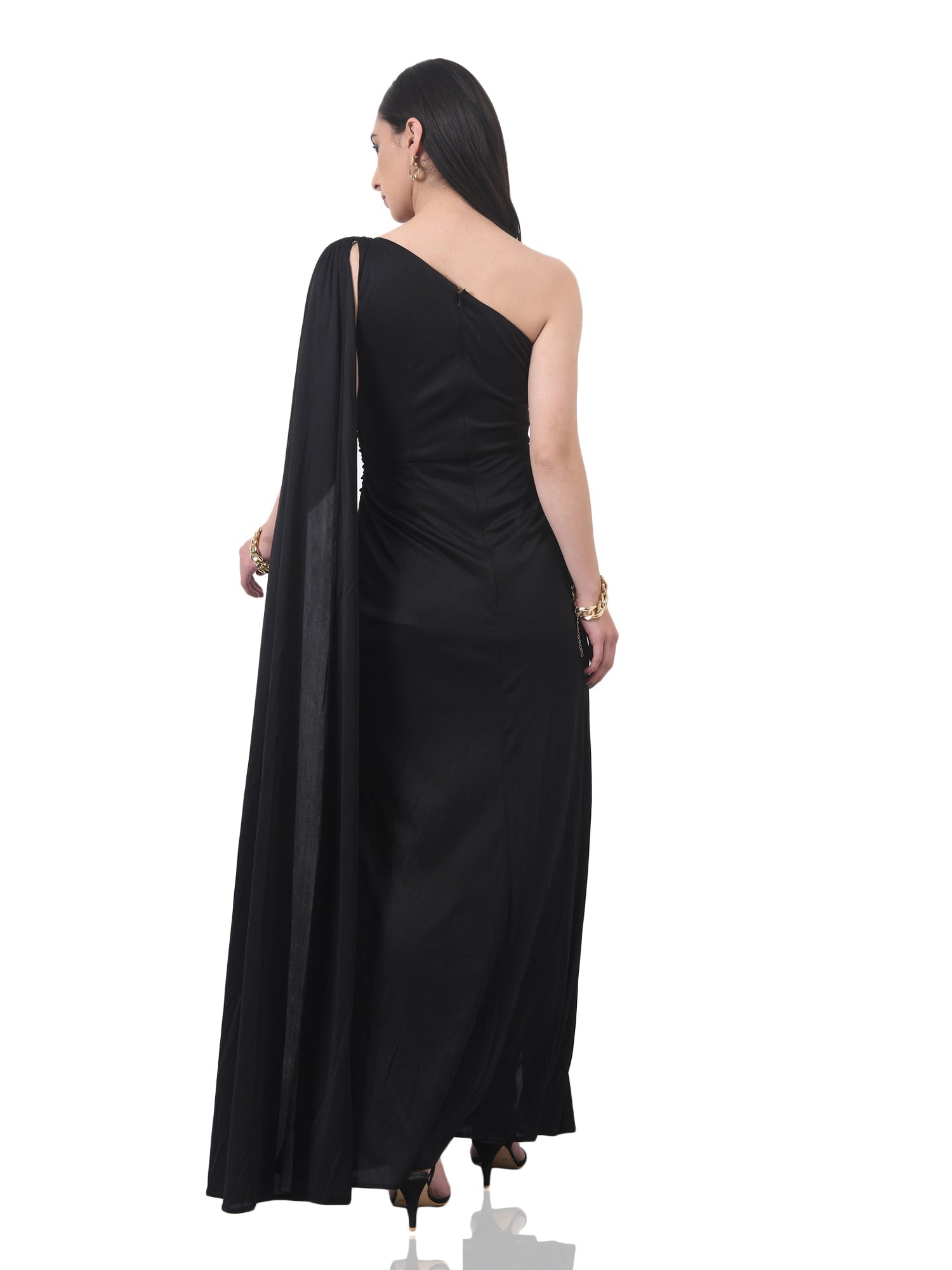 mireille black slit gown