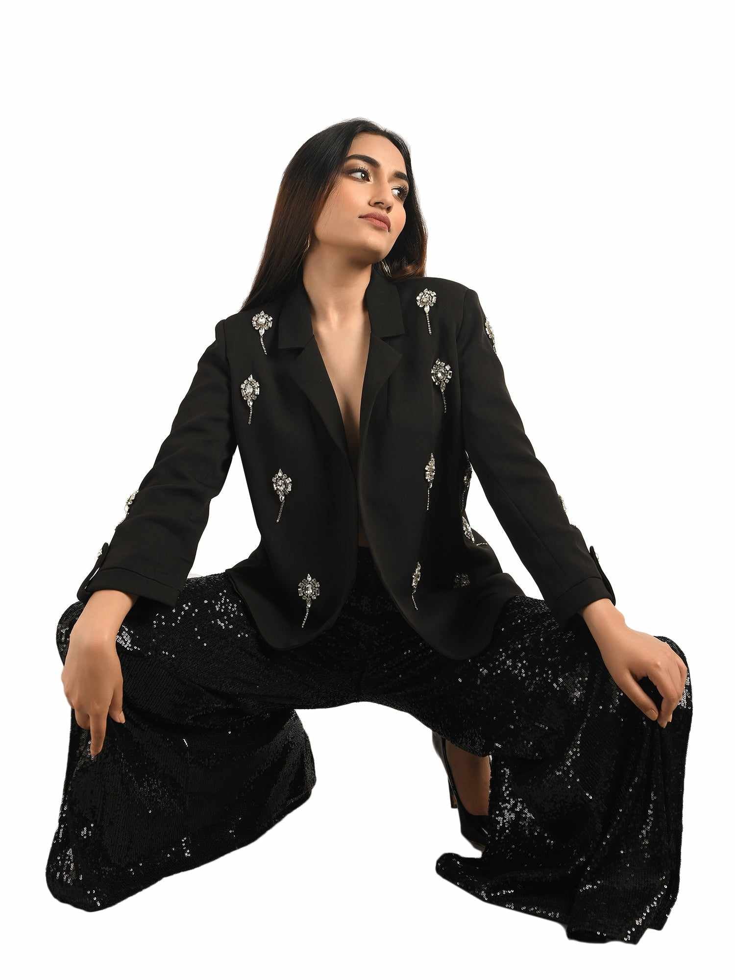 embellished broaches blazer