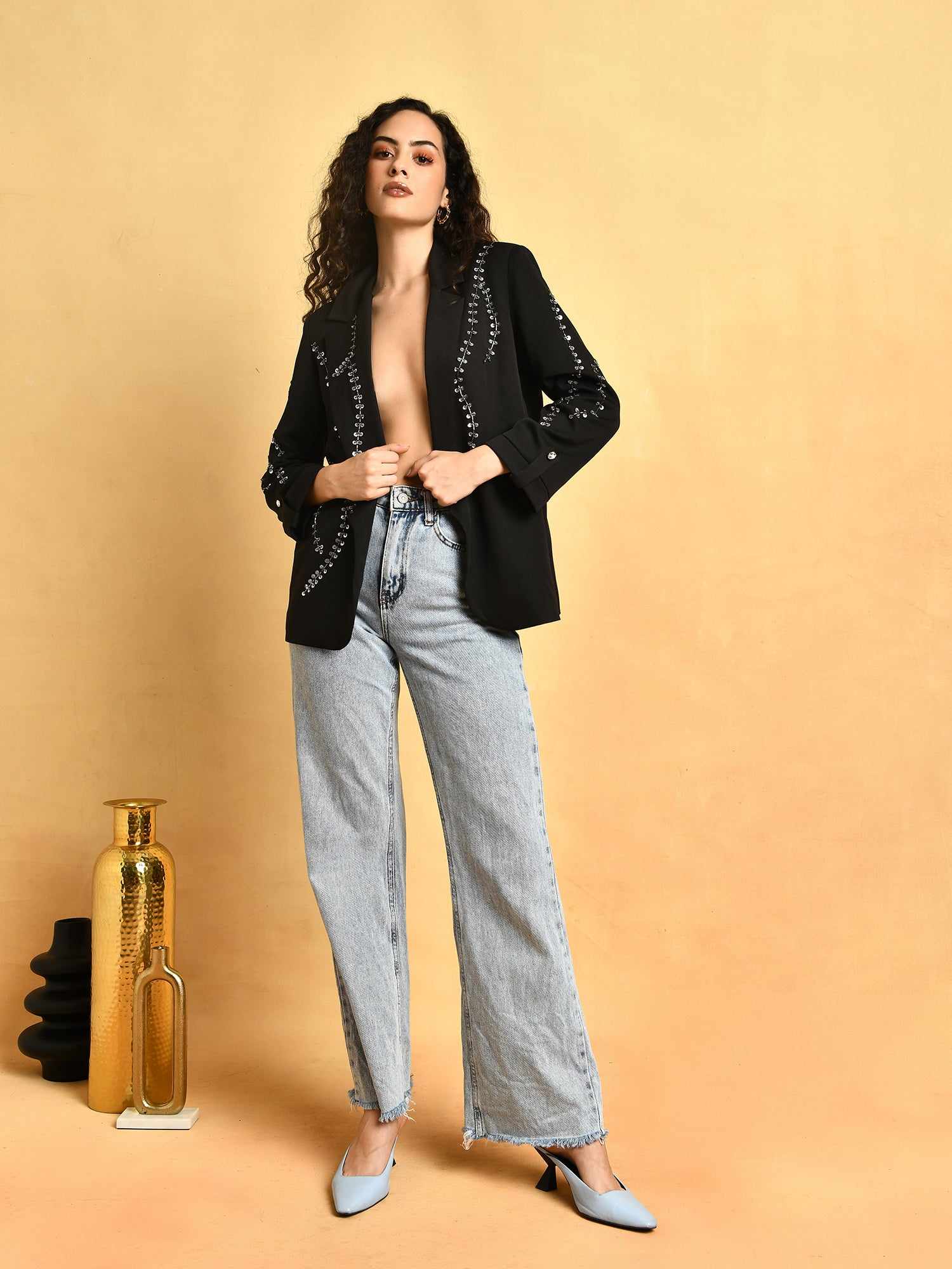 black deluxe ornamented blazer