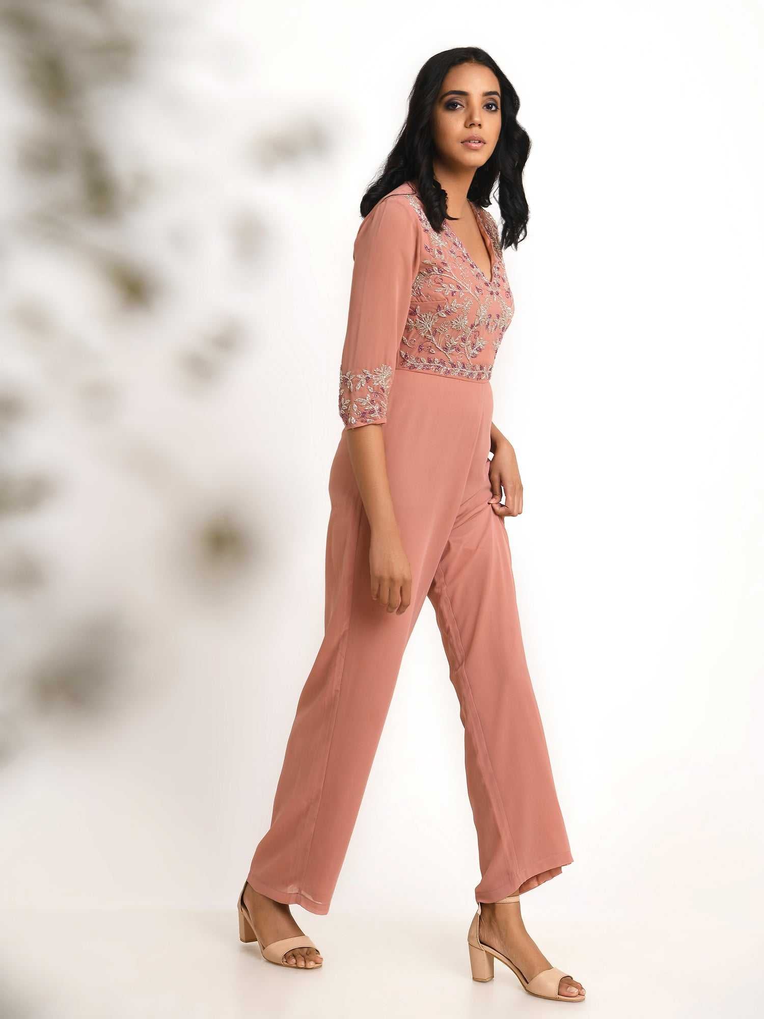 vanilla floral embroidery jumpsuit