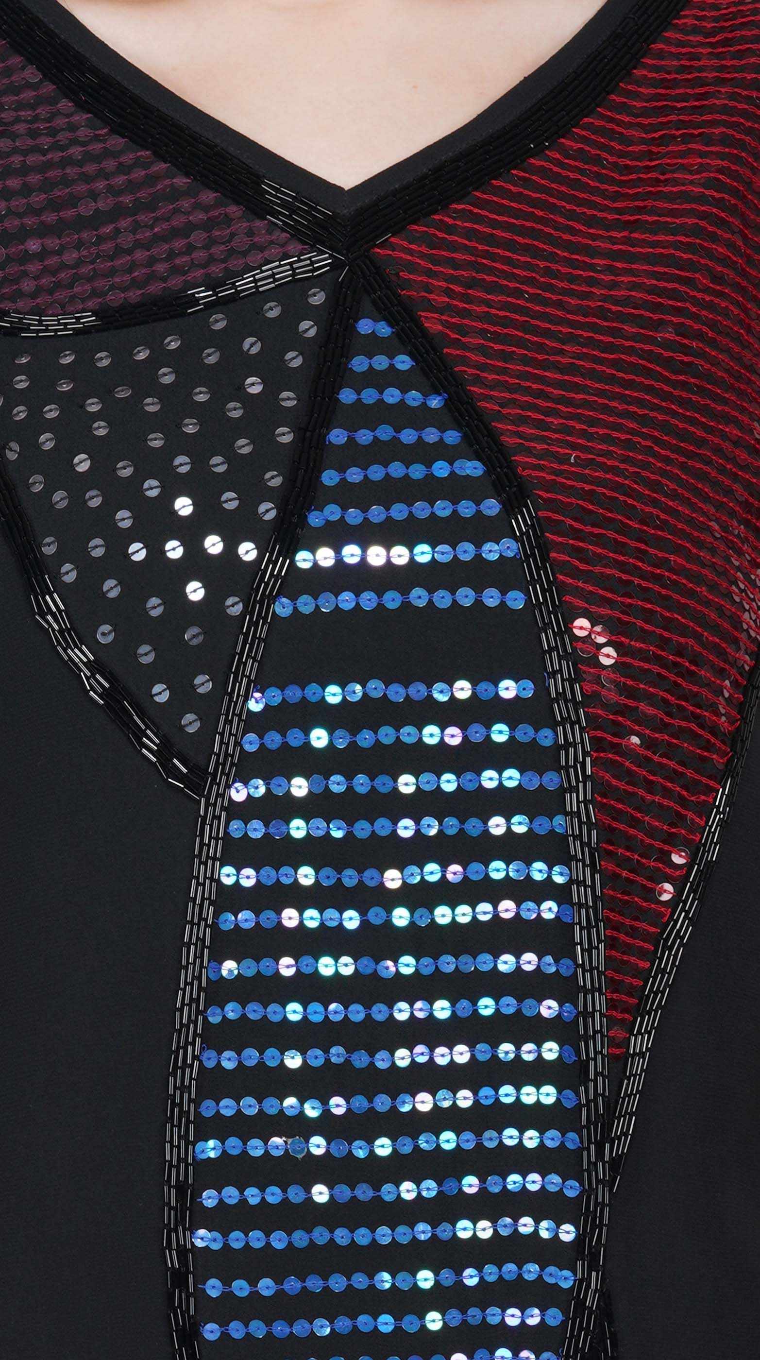 black sequins embellished polyester dress