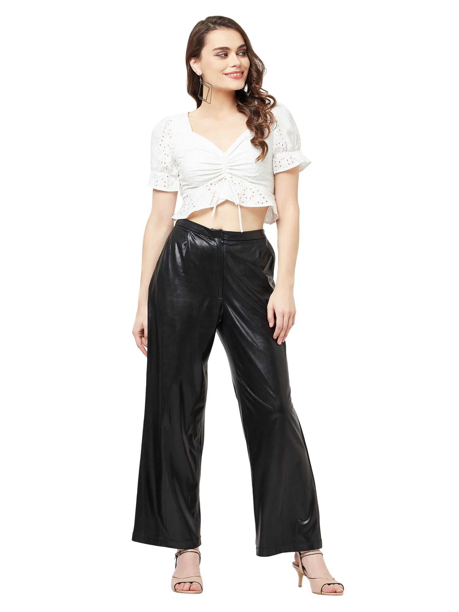 wide leg leather pant
