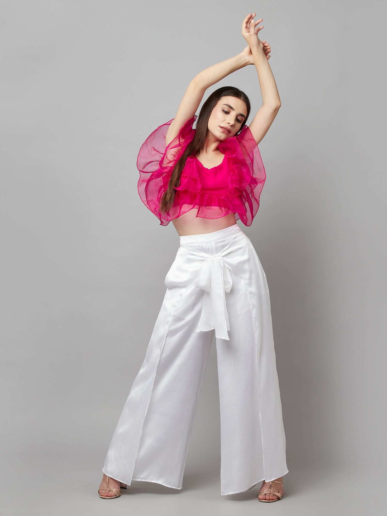 shining white wrap palazzo