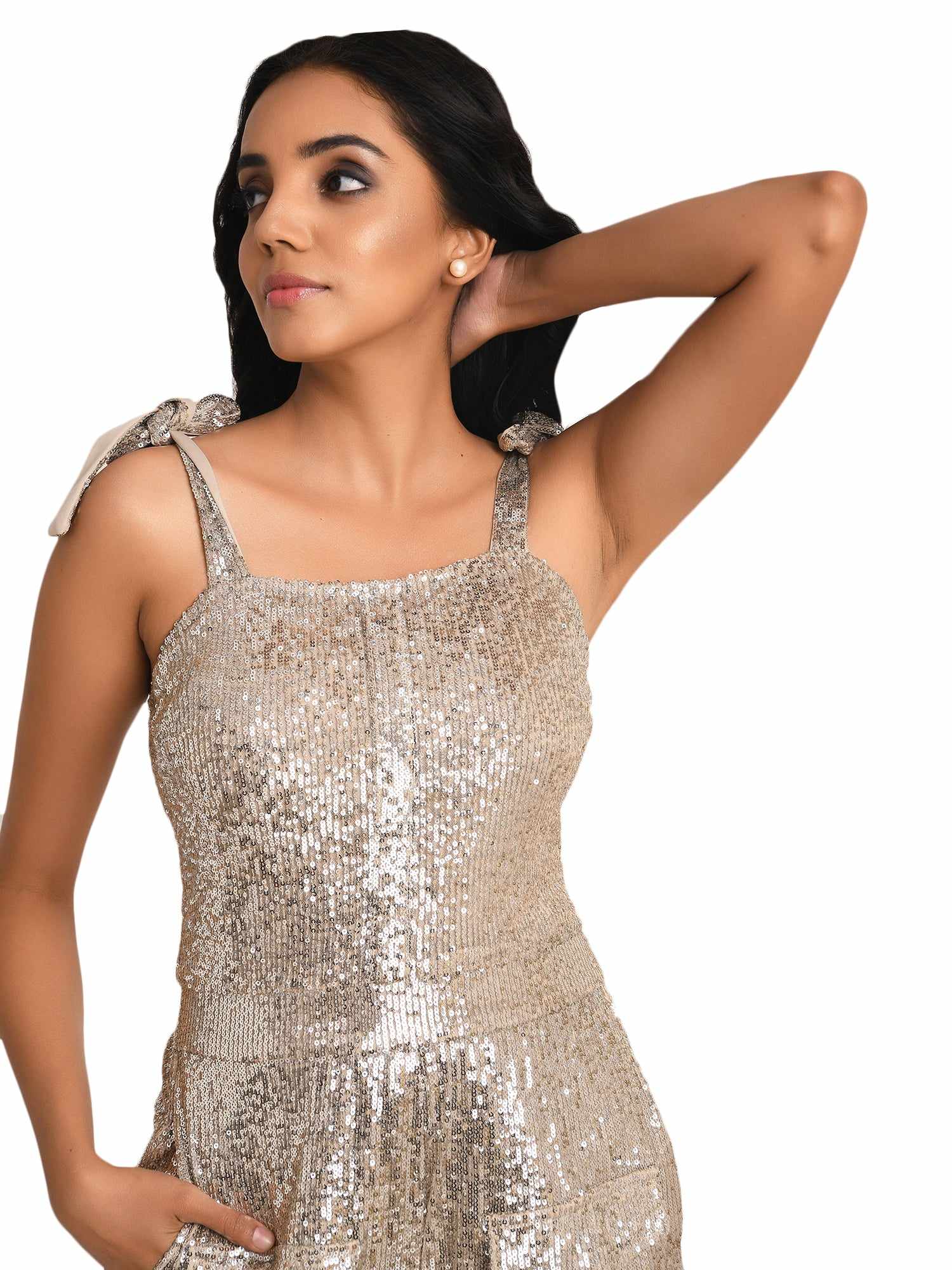 tie me sequined playsuit