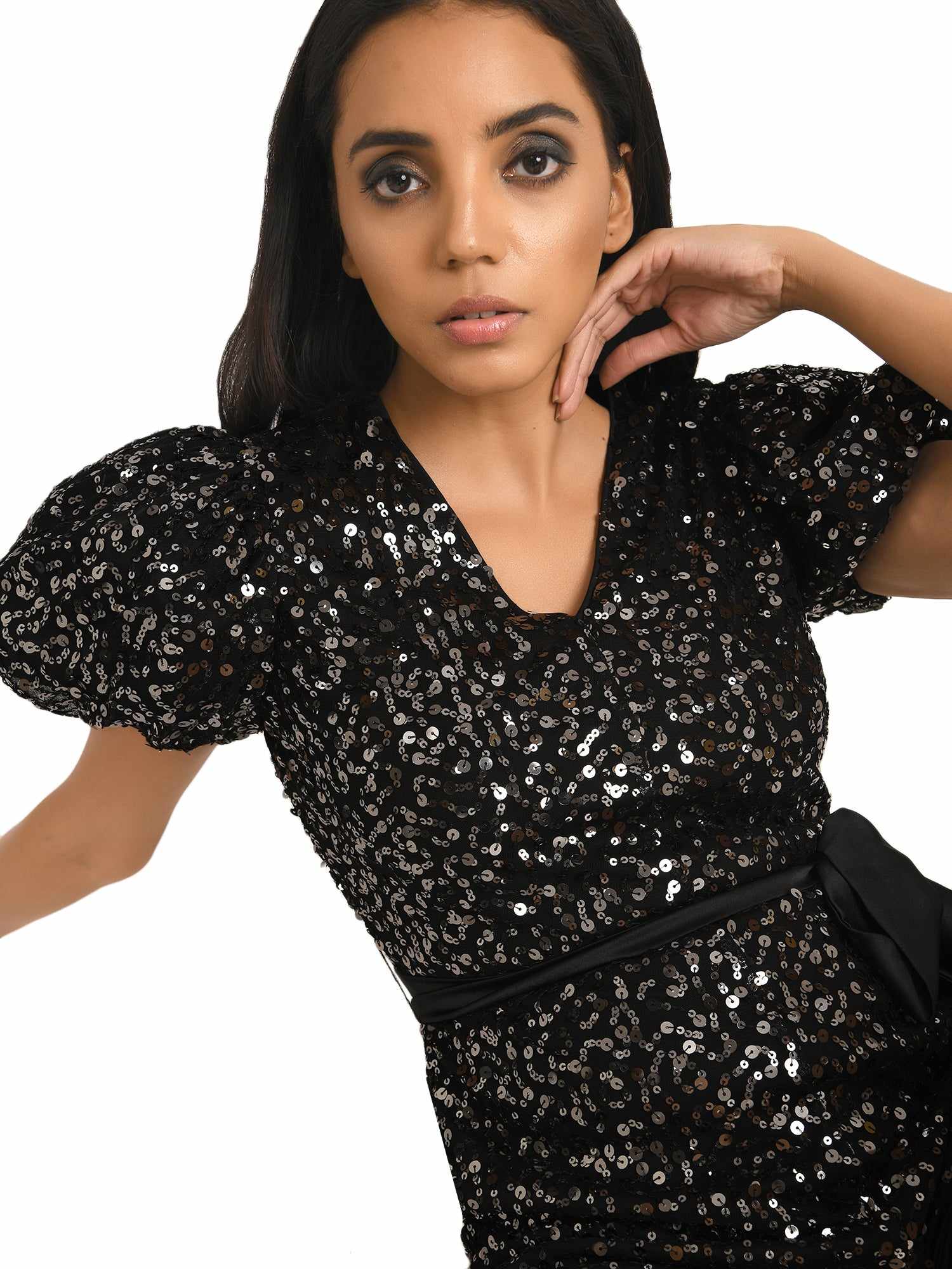 disco lights black glittering playsuit