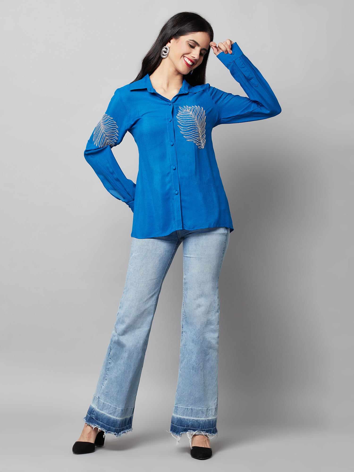 deluxe embellished blue shirt