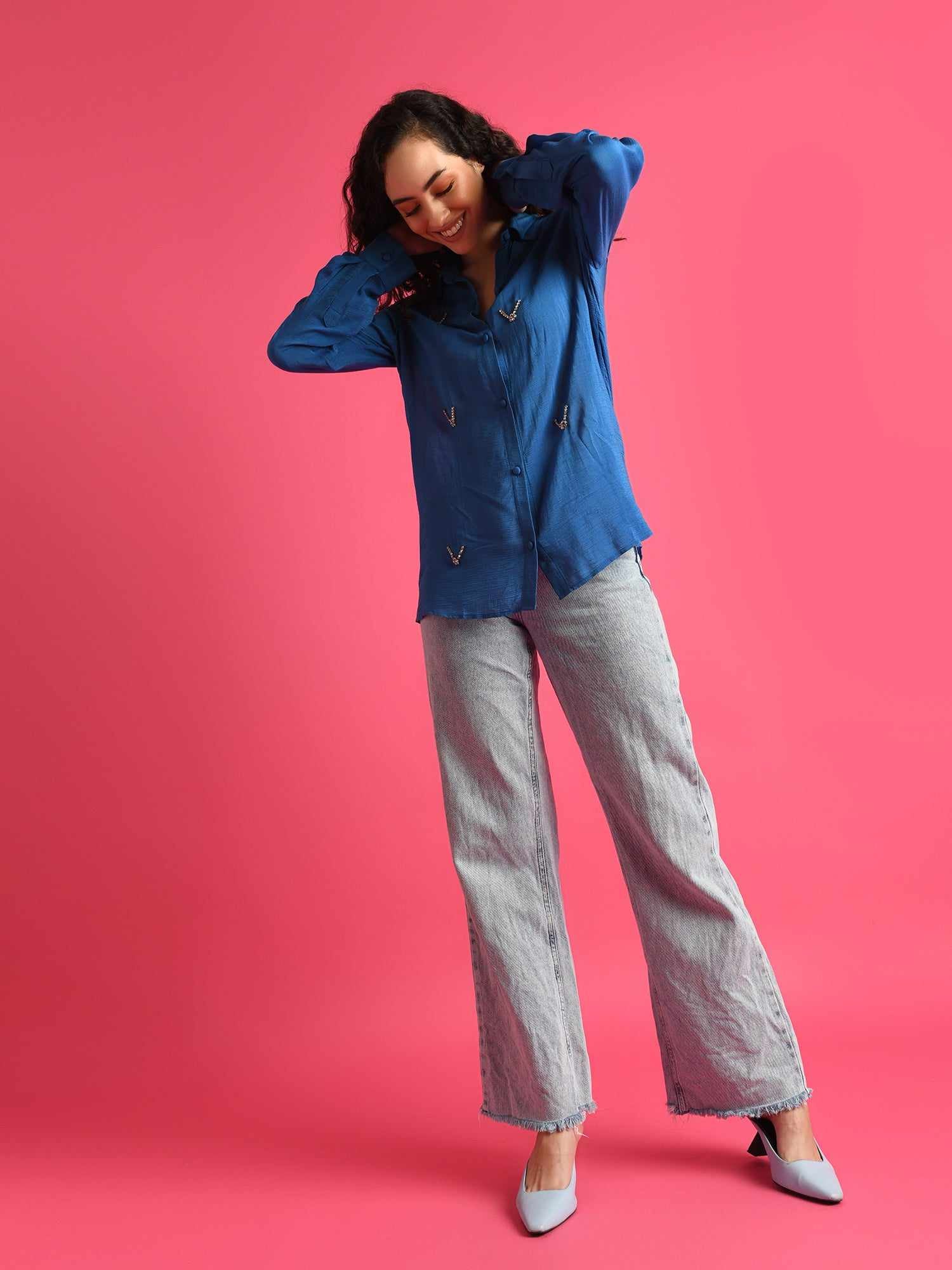 deluxe embellished blue shirt