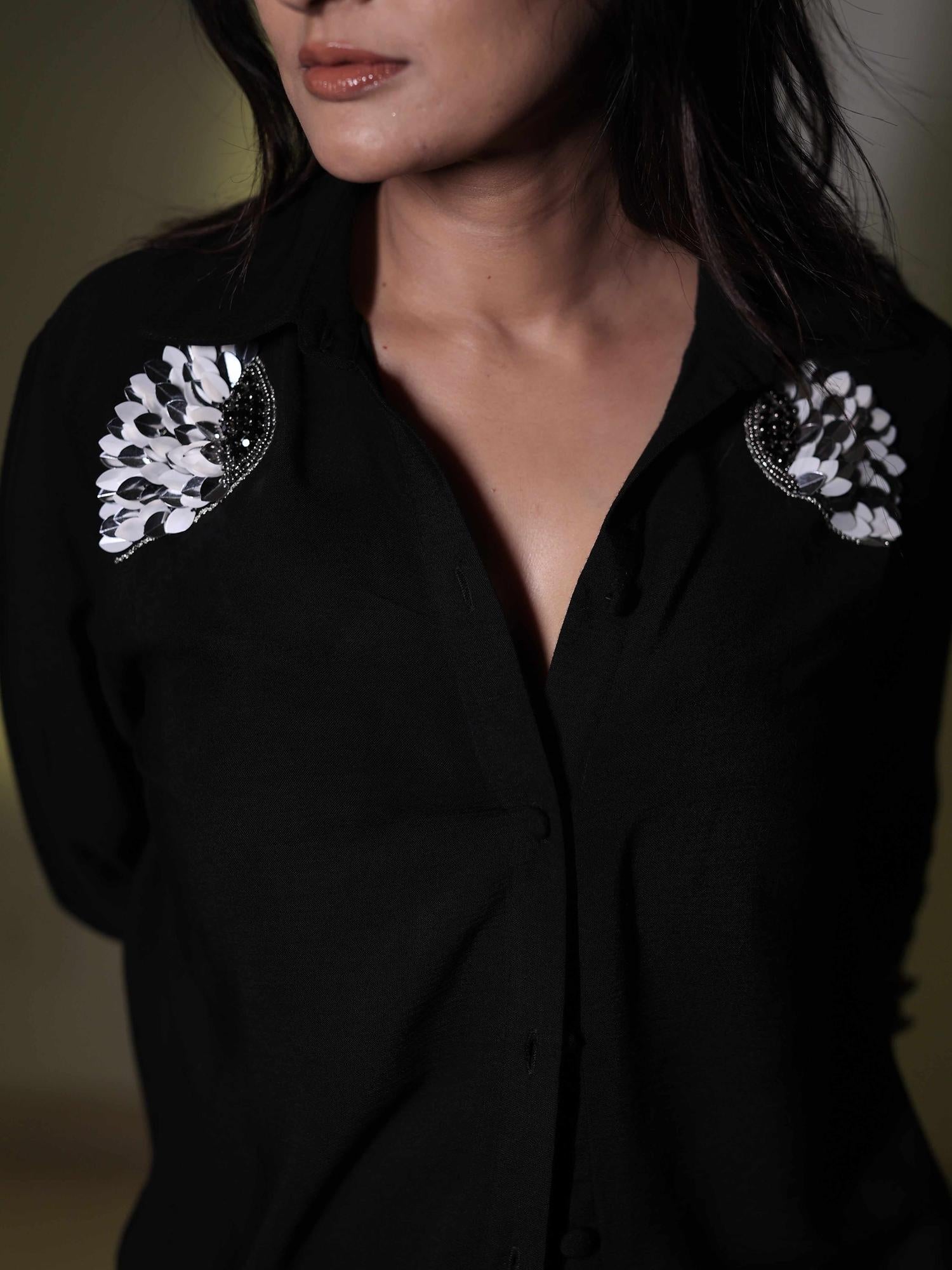 studded luxury black shirt