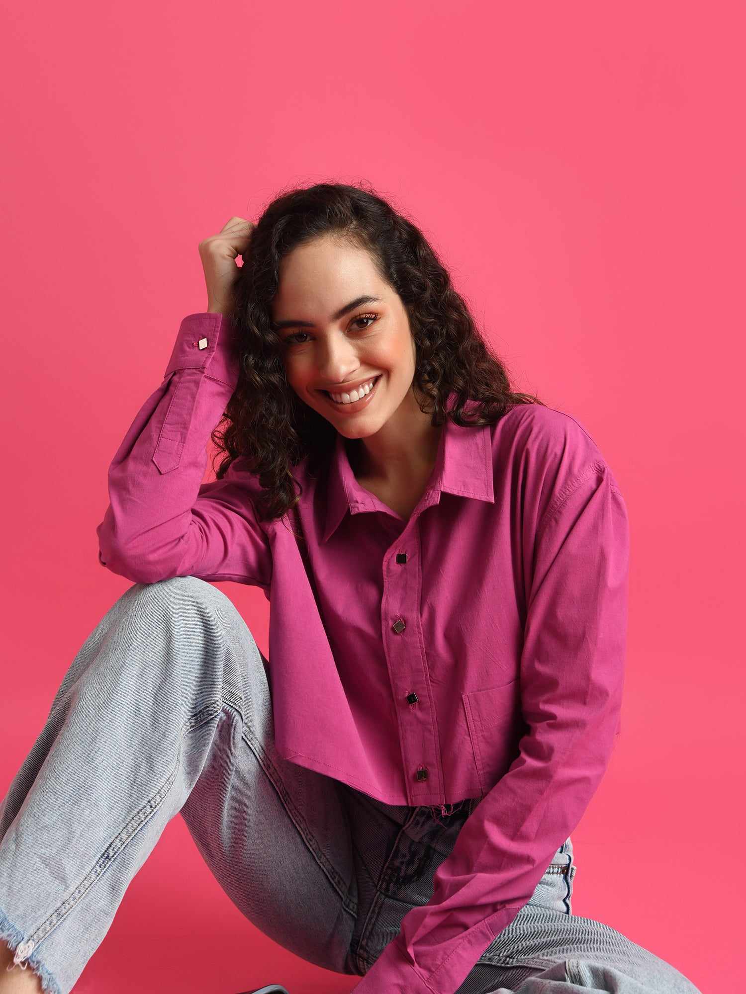 deluxe party on crop pink shirt