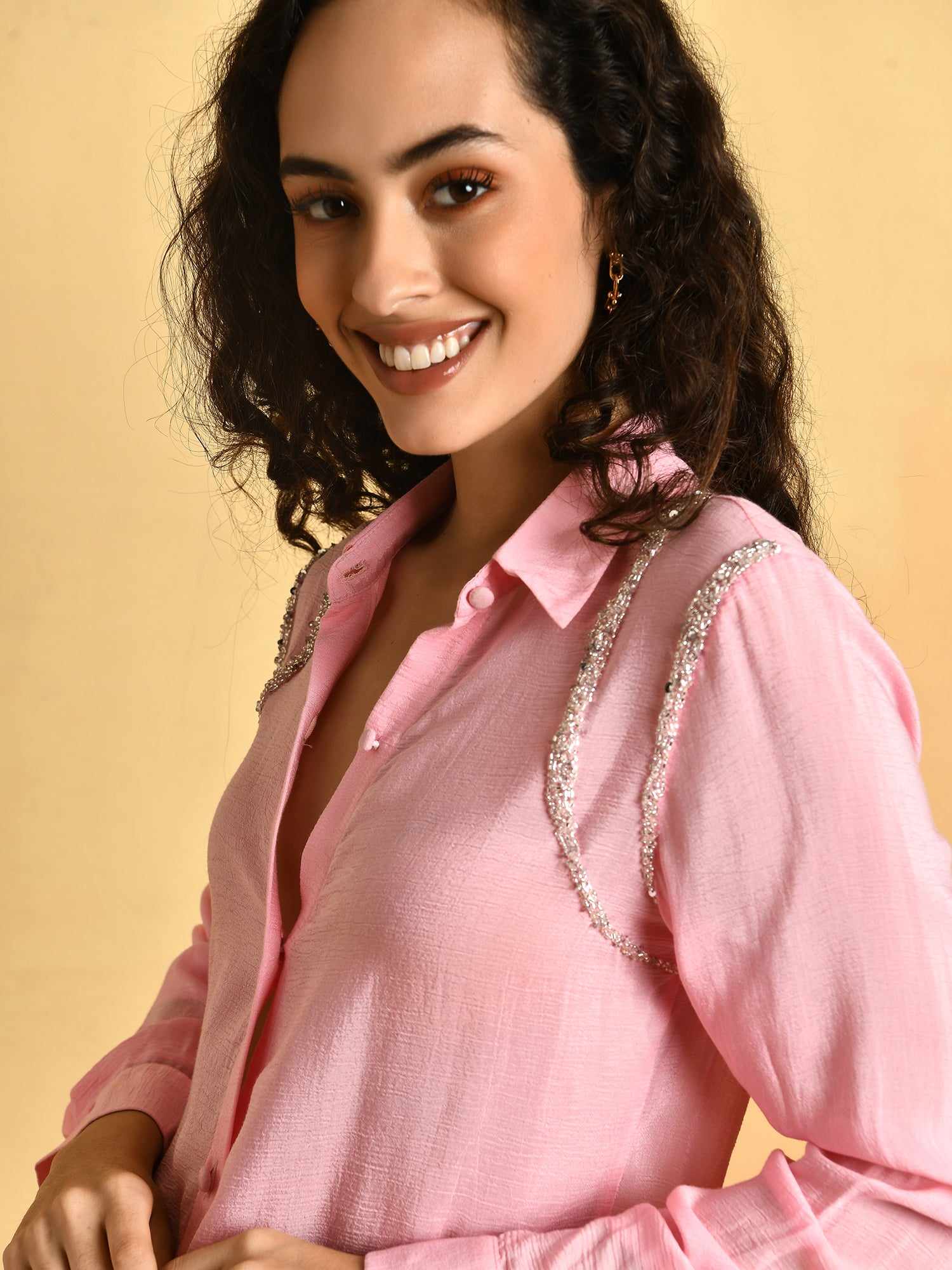 deluxe embellished pink shirt