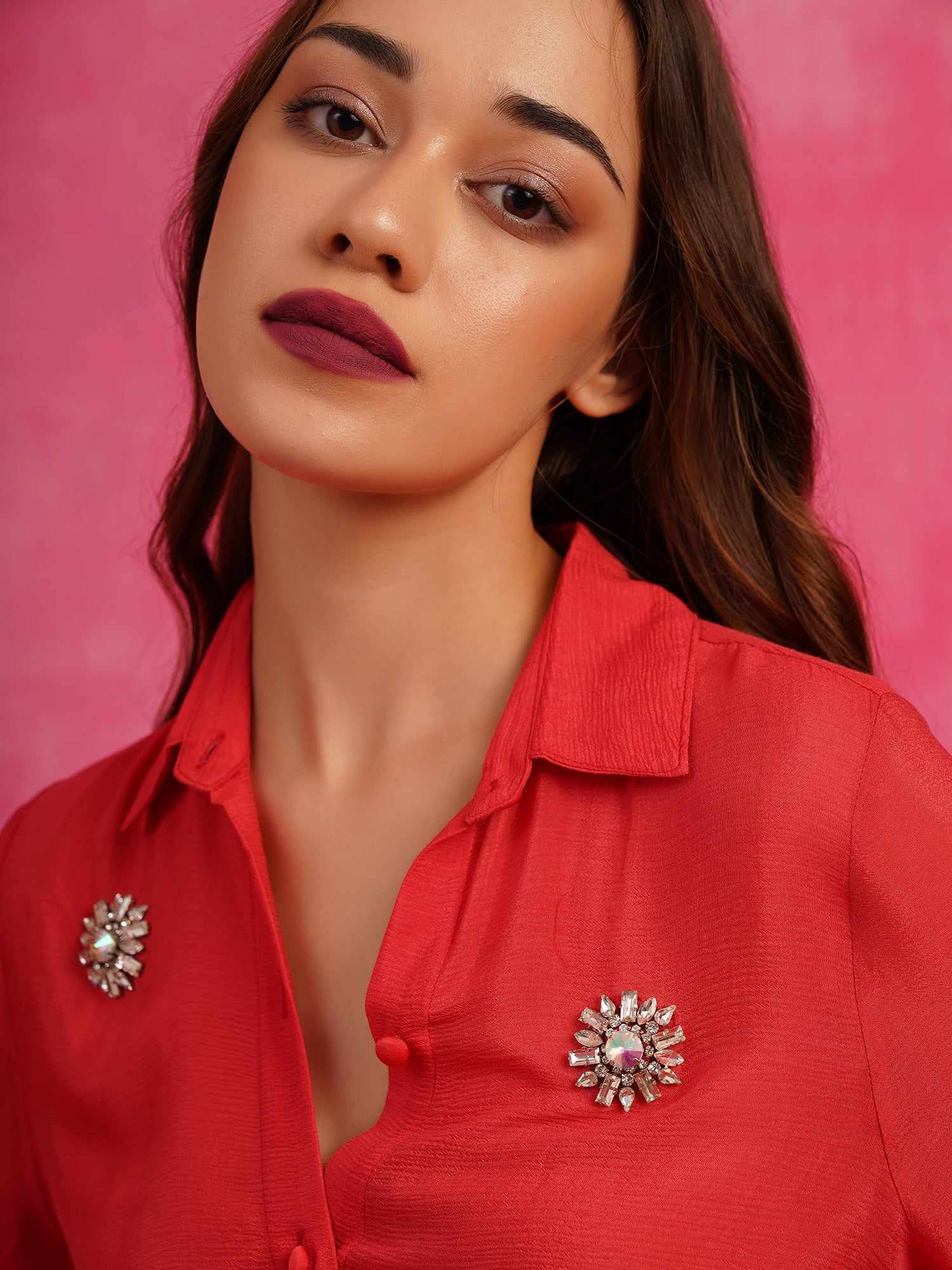 deluxe red embellished shirt