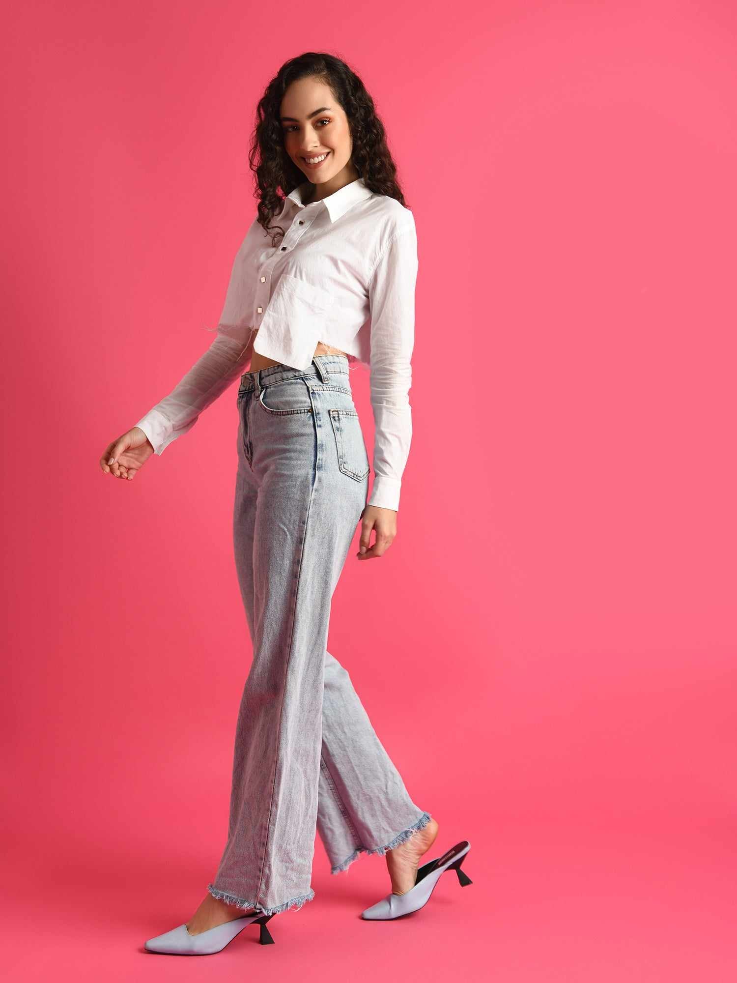 deluxe party on crop white shirt