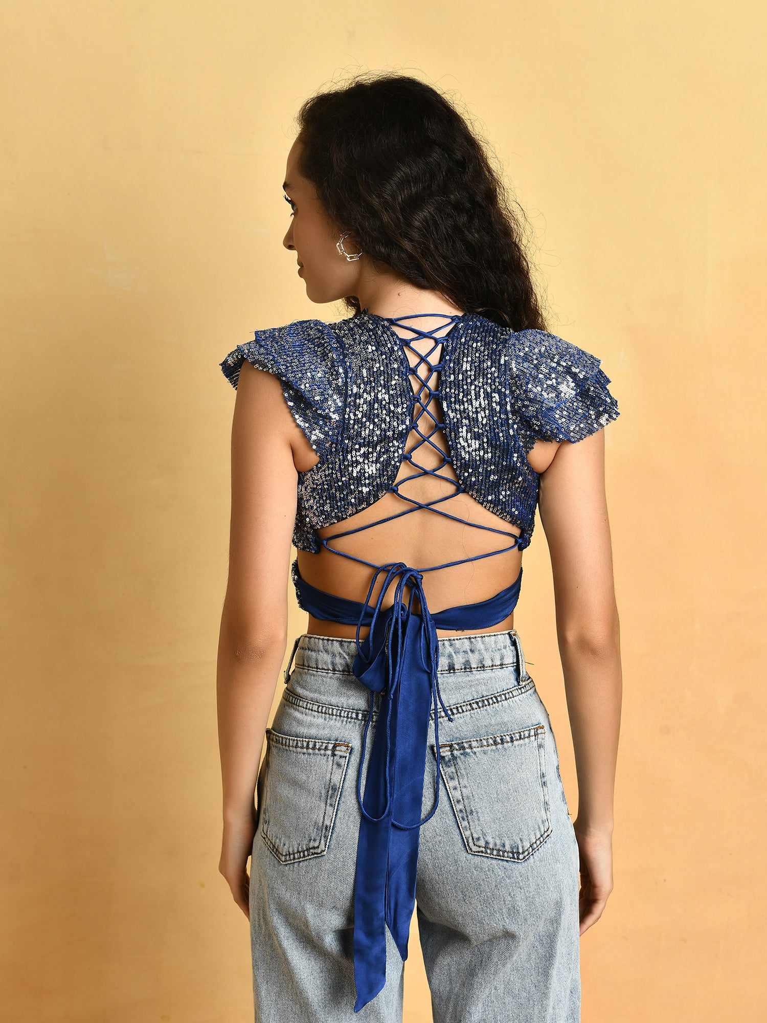 so pretty cut out sequins top