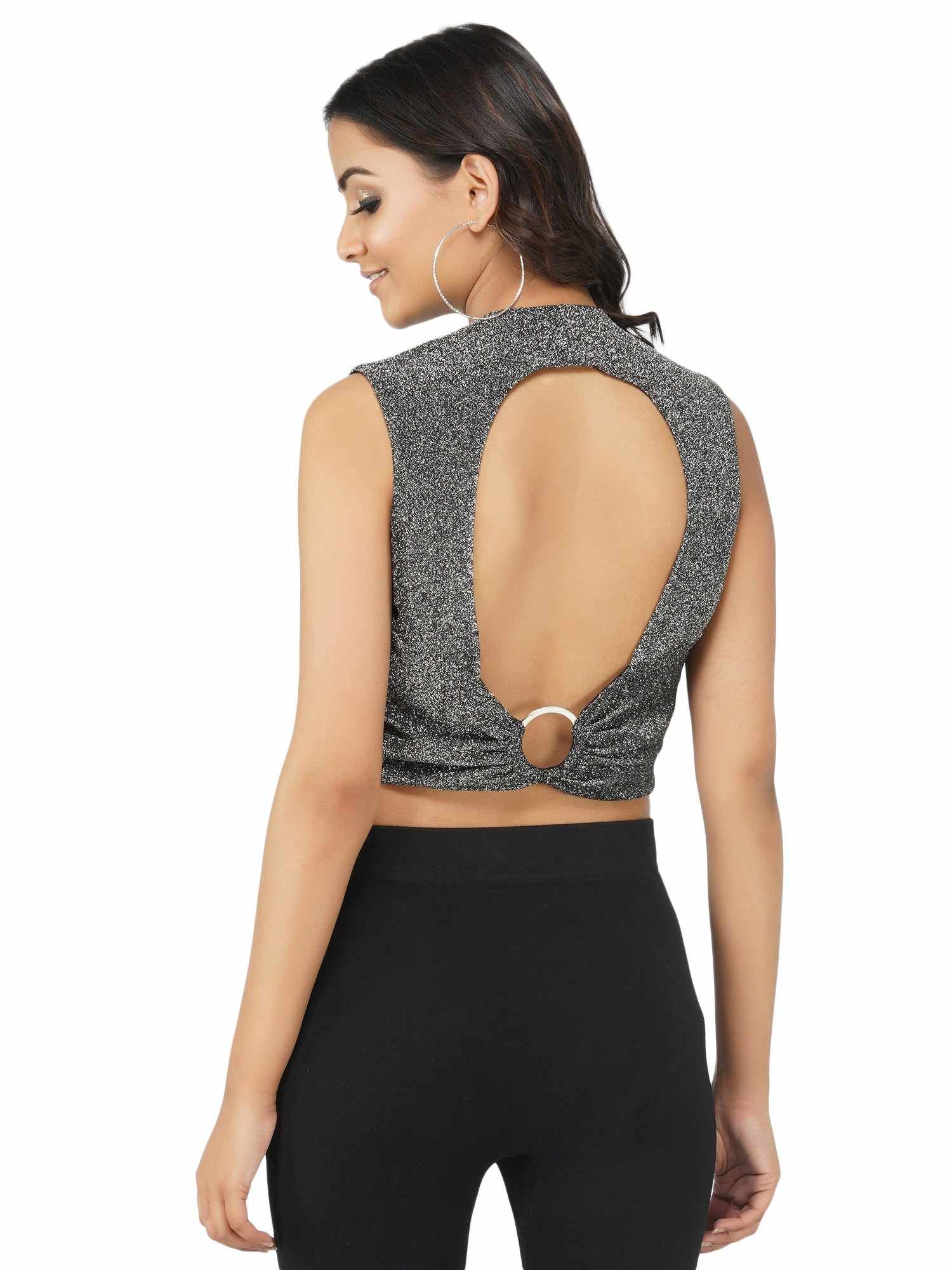 back to you grey shimmer top