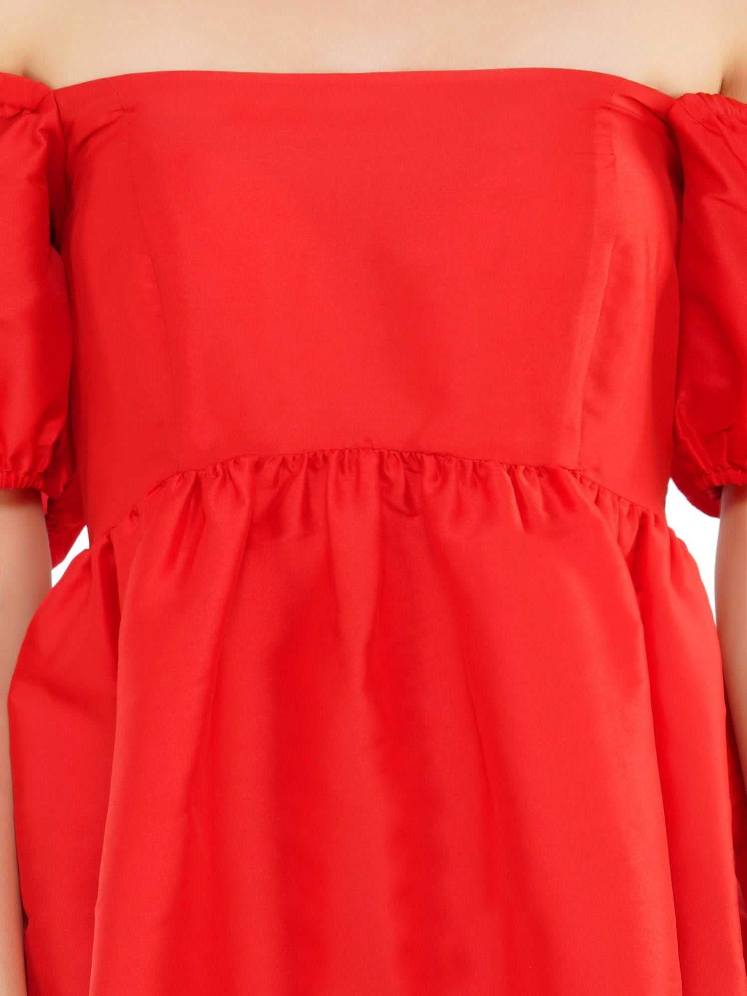 cherry red balloon sleeves top