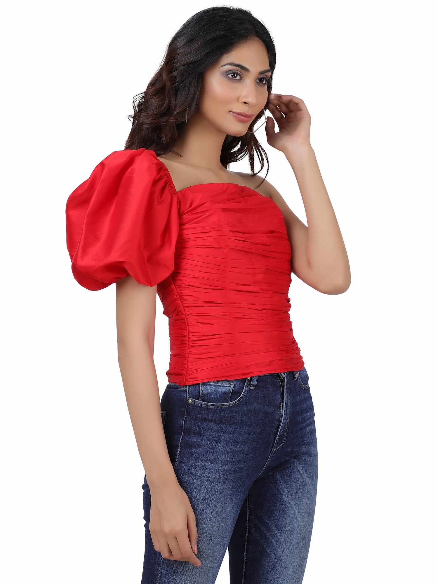love your curves red tafetta top