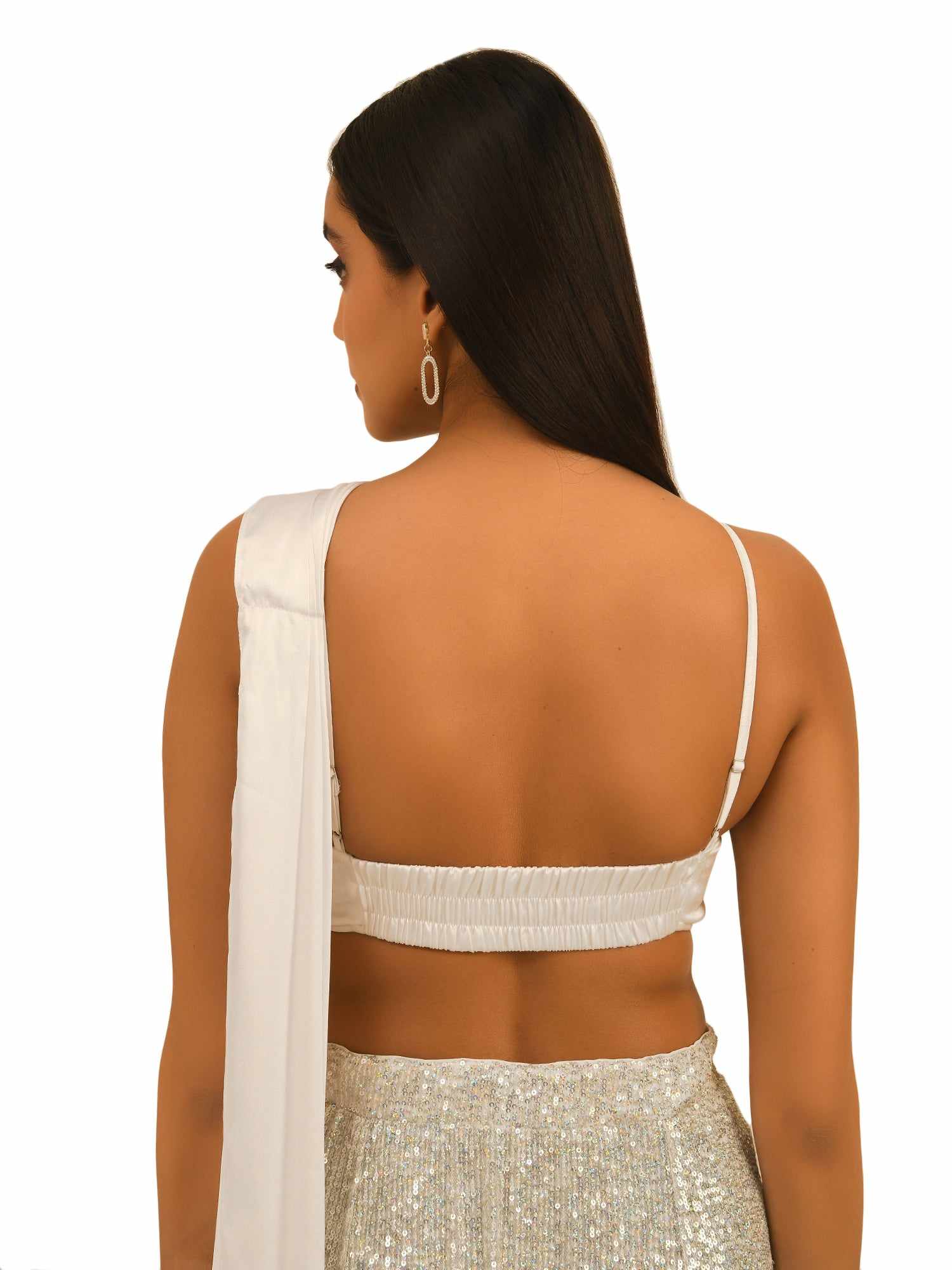 pearl satin crop top with palla