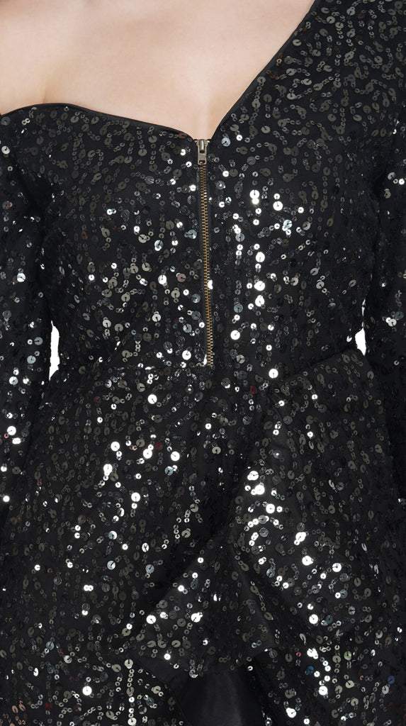 black sequins embellished dress