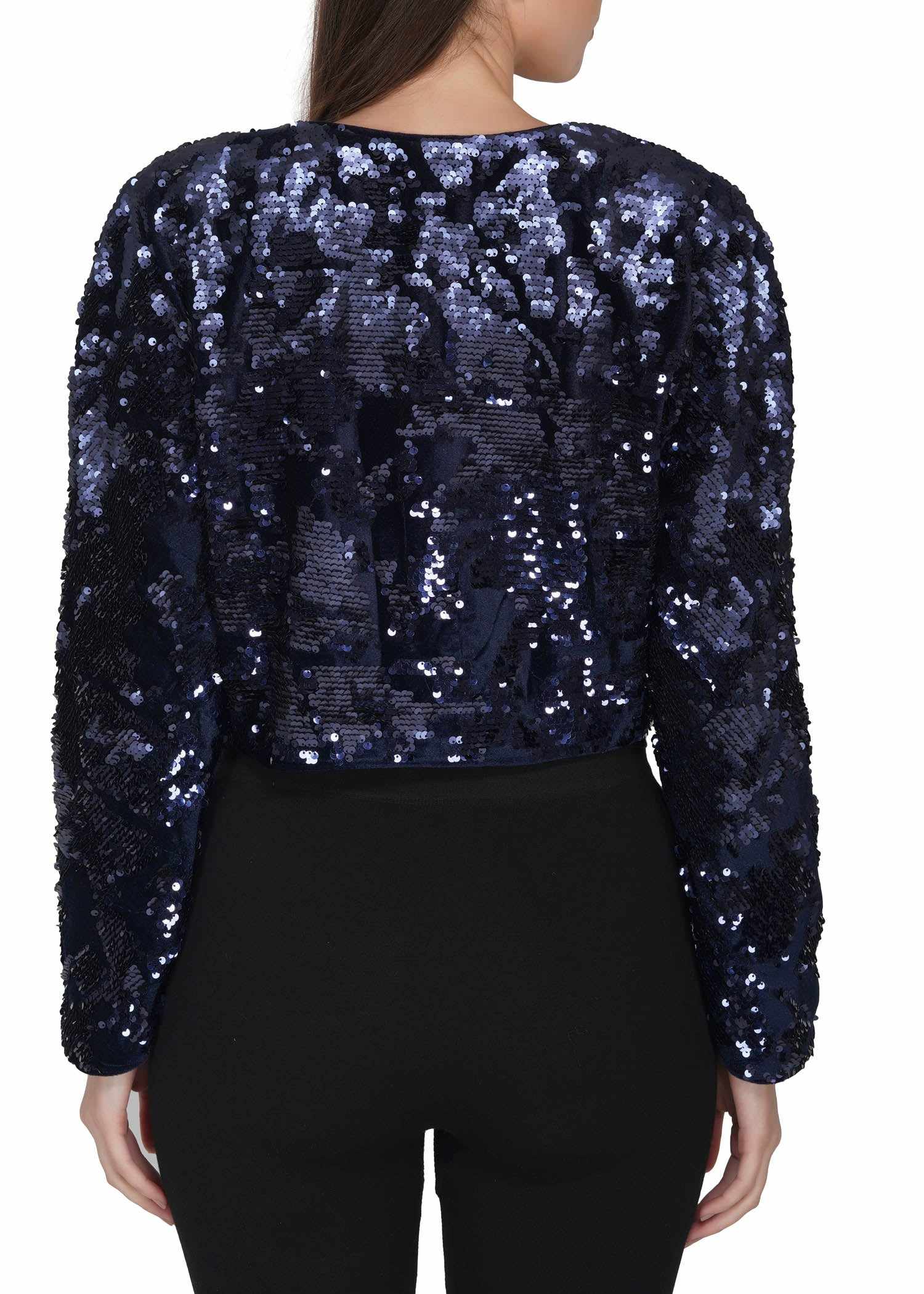 sequin velvet navy jacket