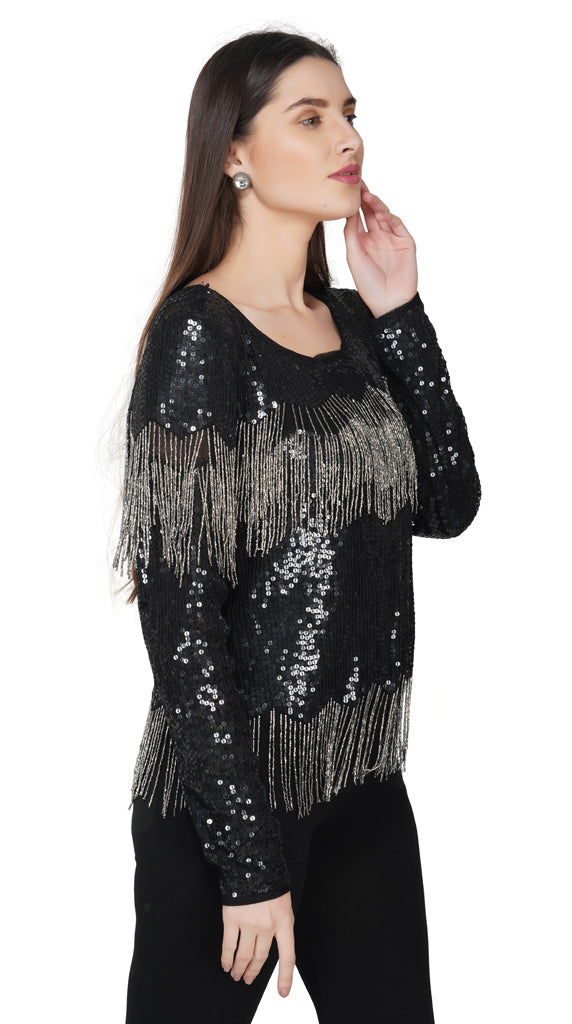 navy blue embroidered top