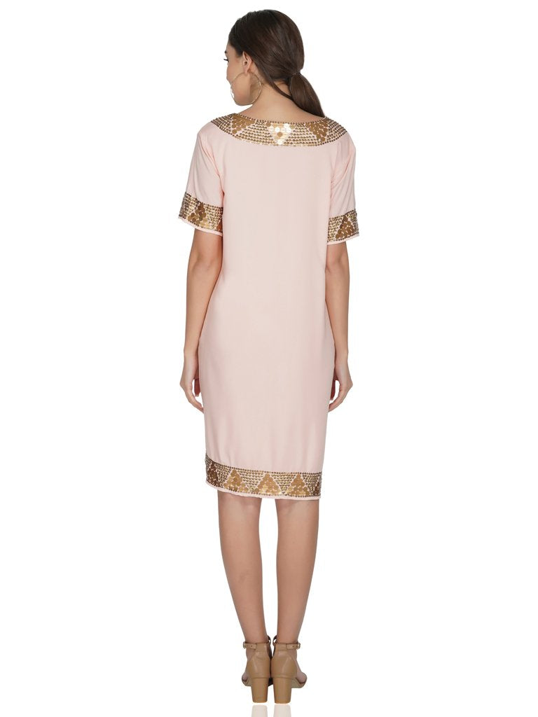 antique brass sequin border dress