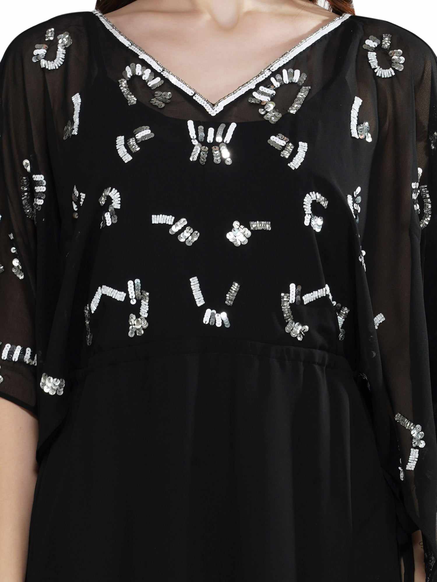 black kimono sleeves dress