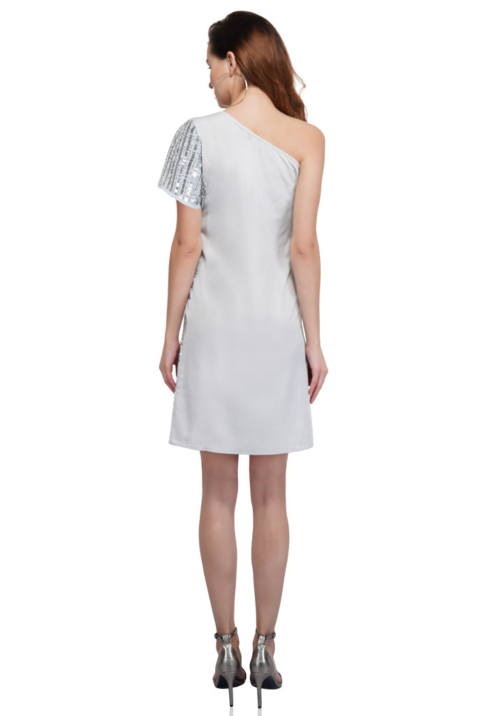 silver skew dress