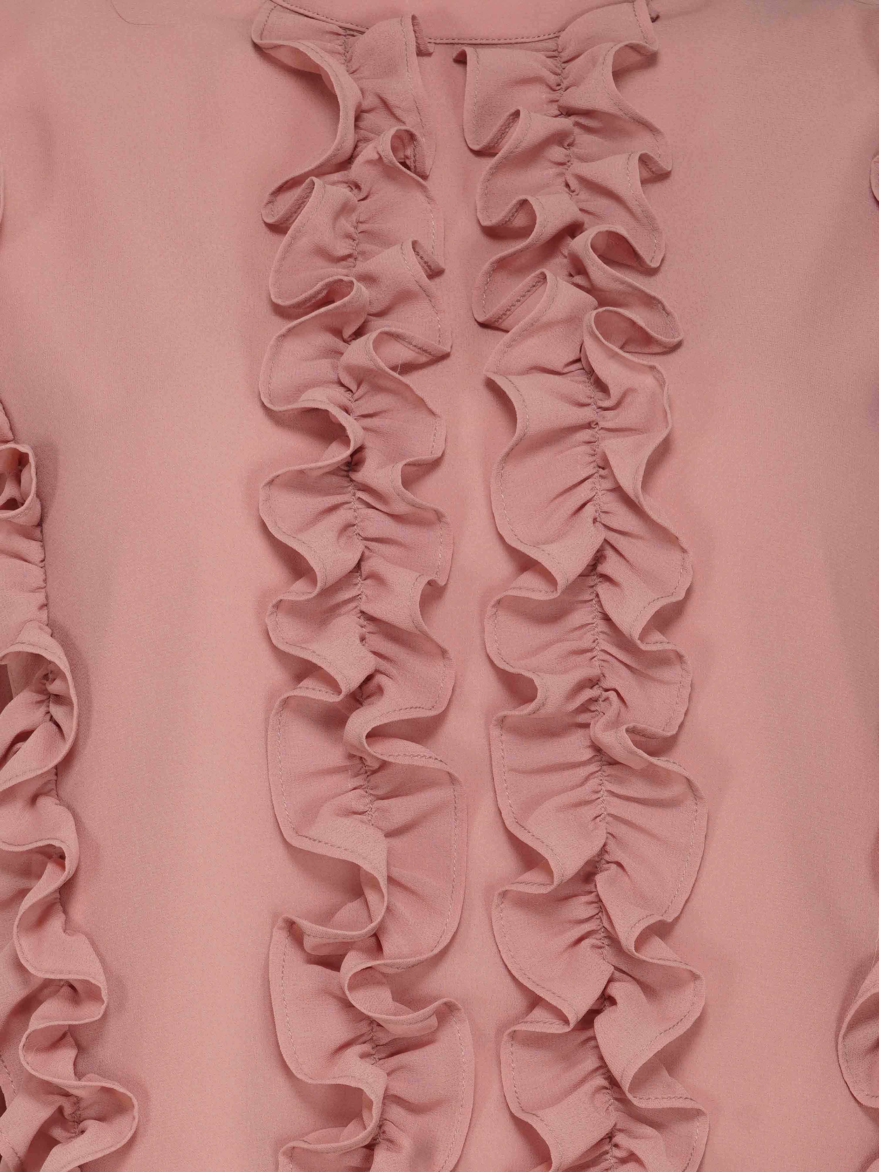 dusty pink ruffle top