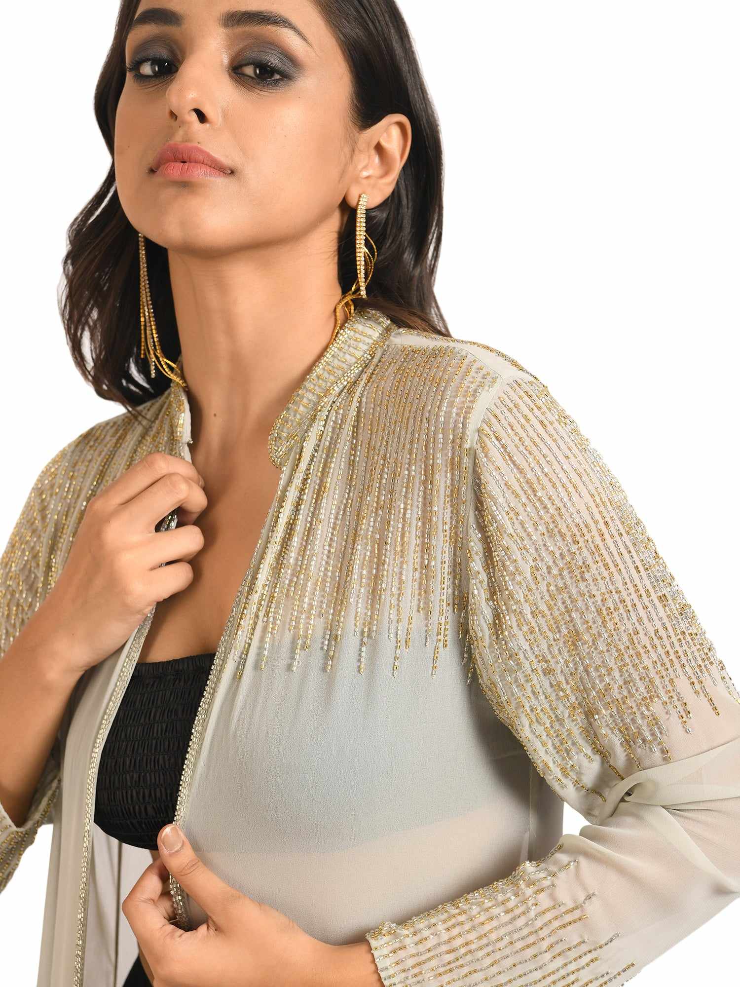 embellished long shrug