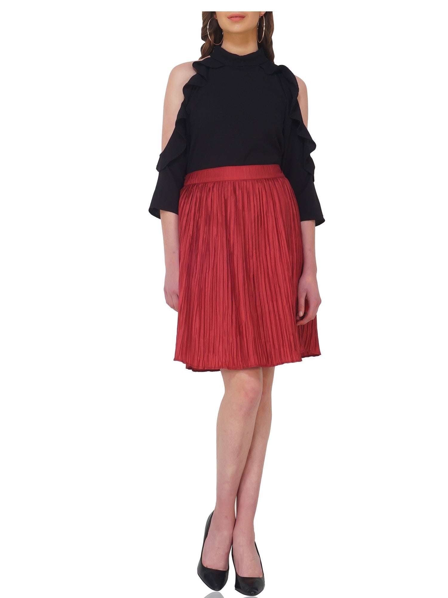 uneven pleated skirt