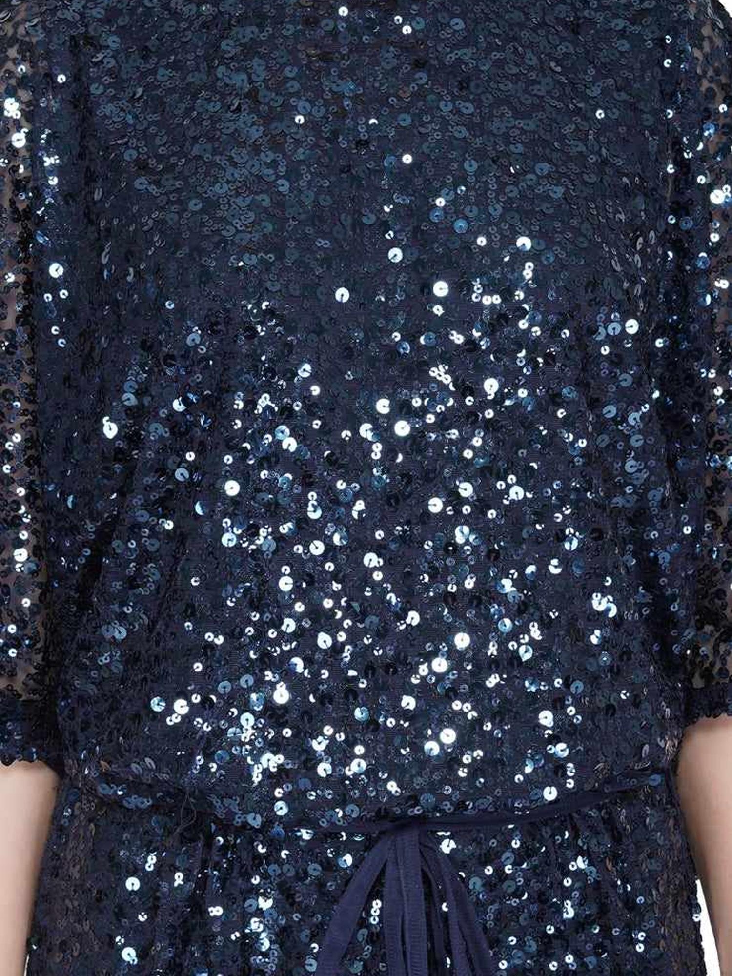 Drop Waist Blue Sequin Dress
