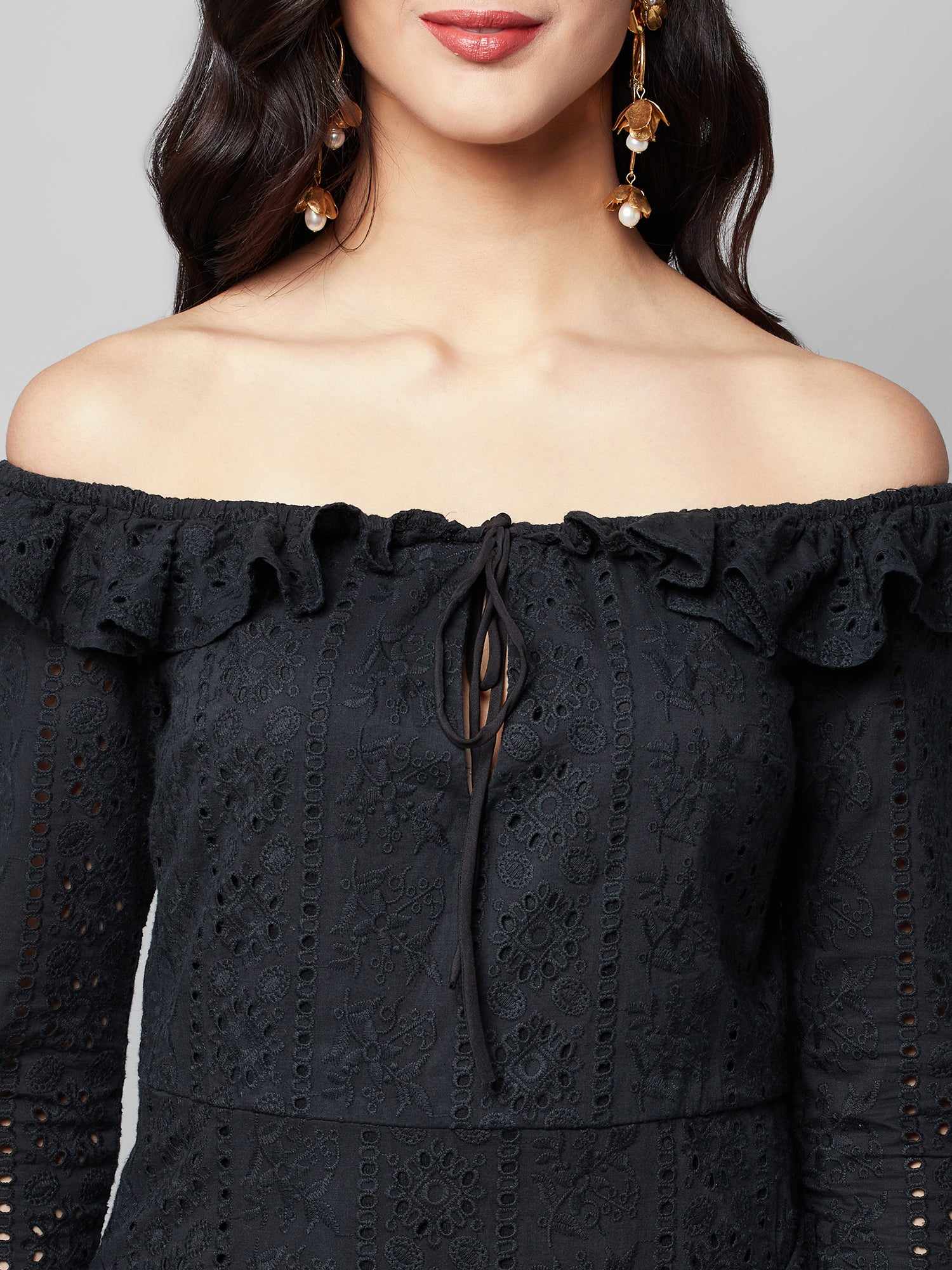 regal ruffle noir black dress