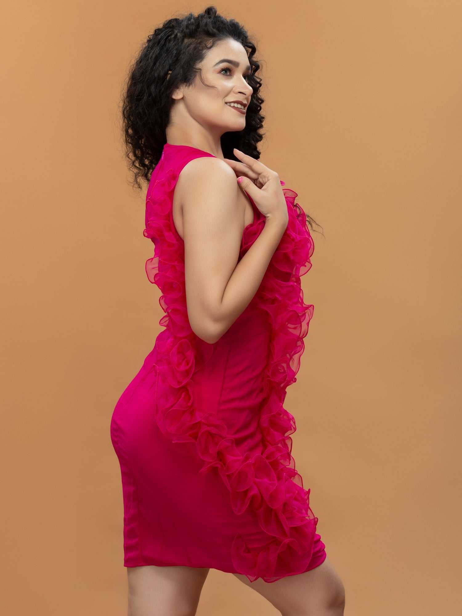 all pink mini party dress