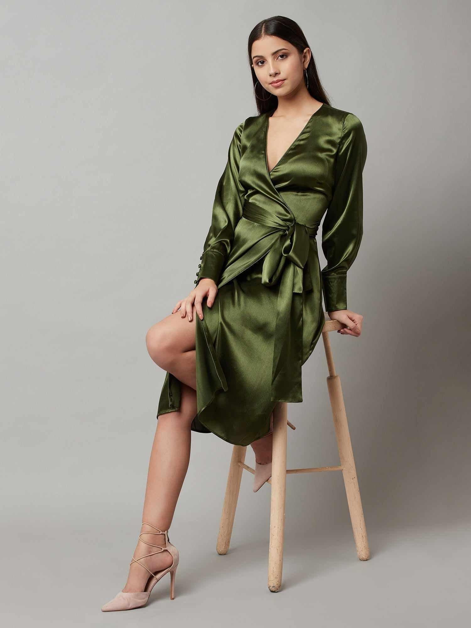 Olive Shade Wrap Dress