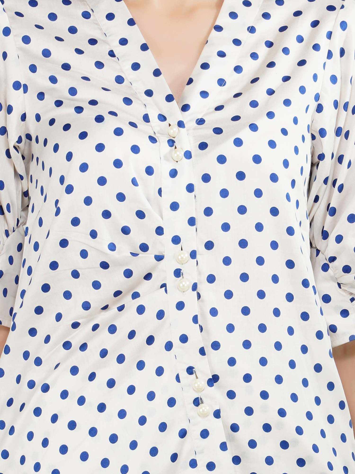 blue polka dots classic dress