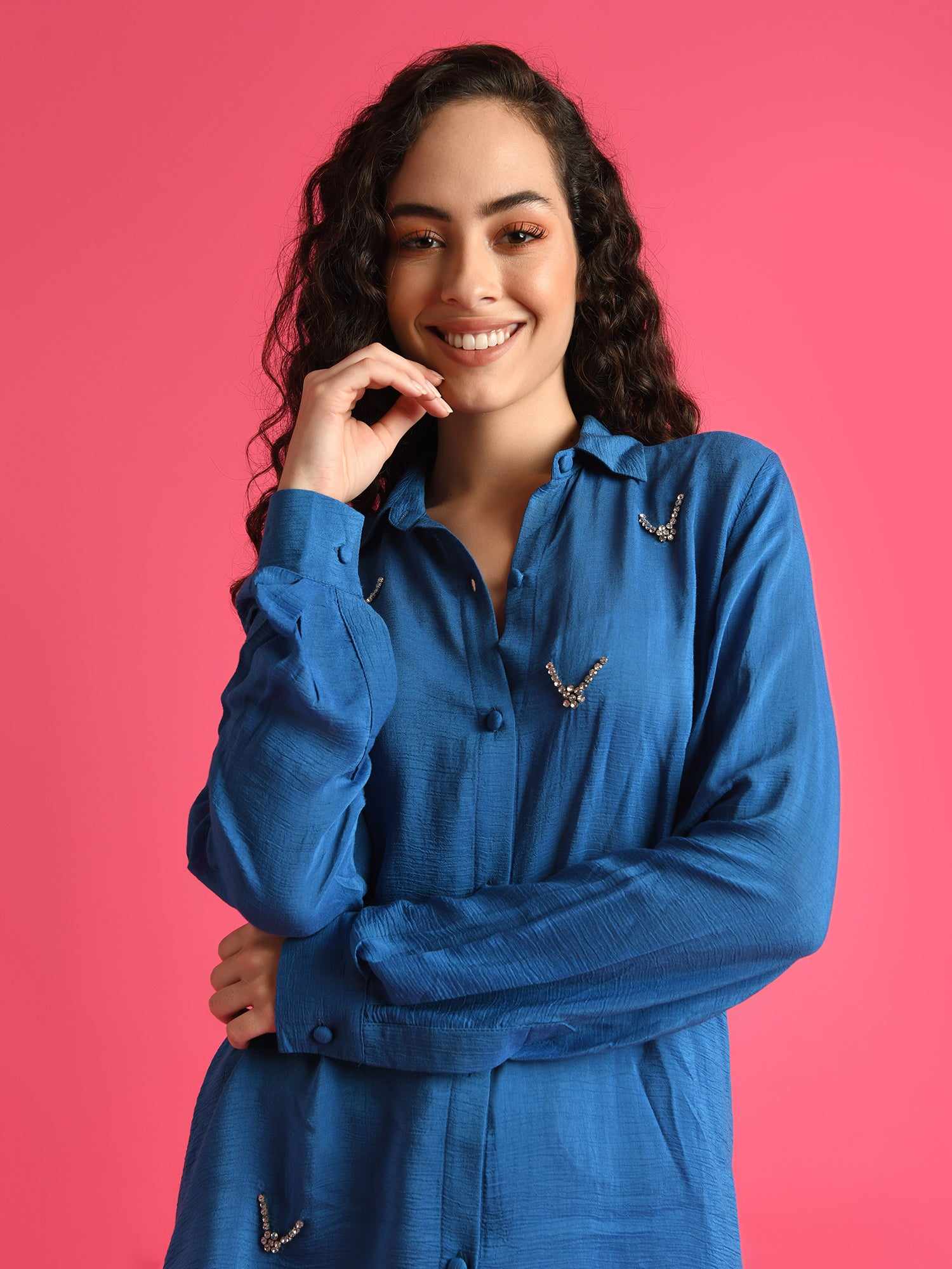 deluxe embellished blue shirt