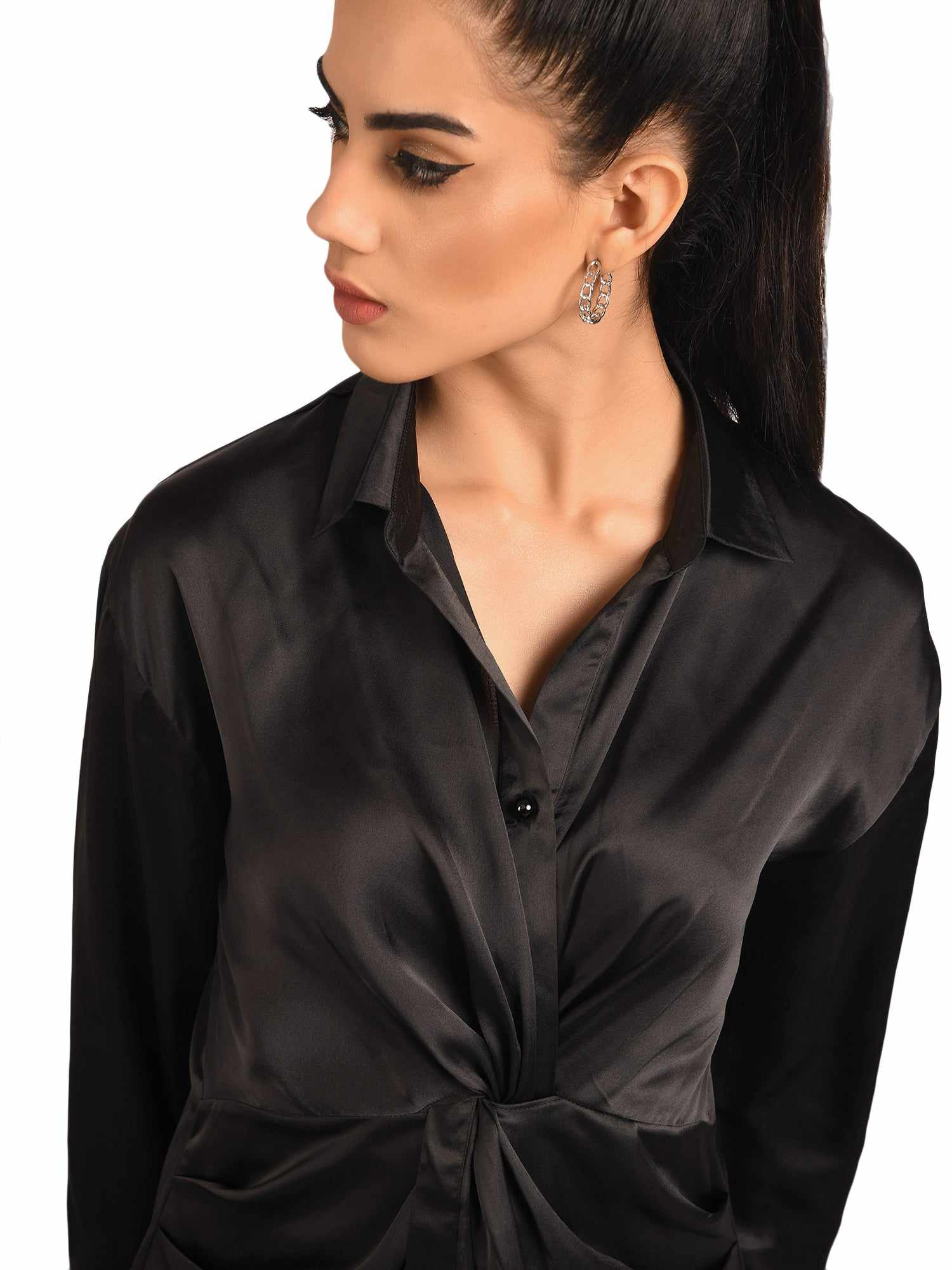satin soft ruched shirt