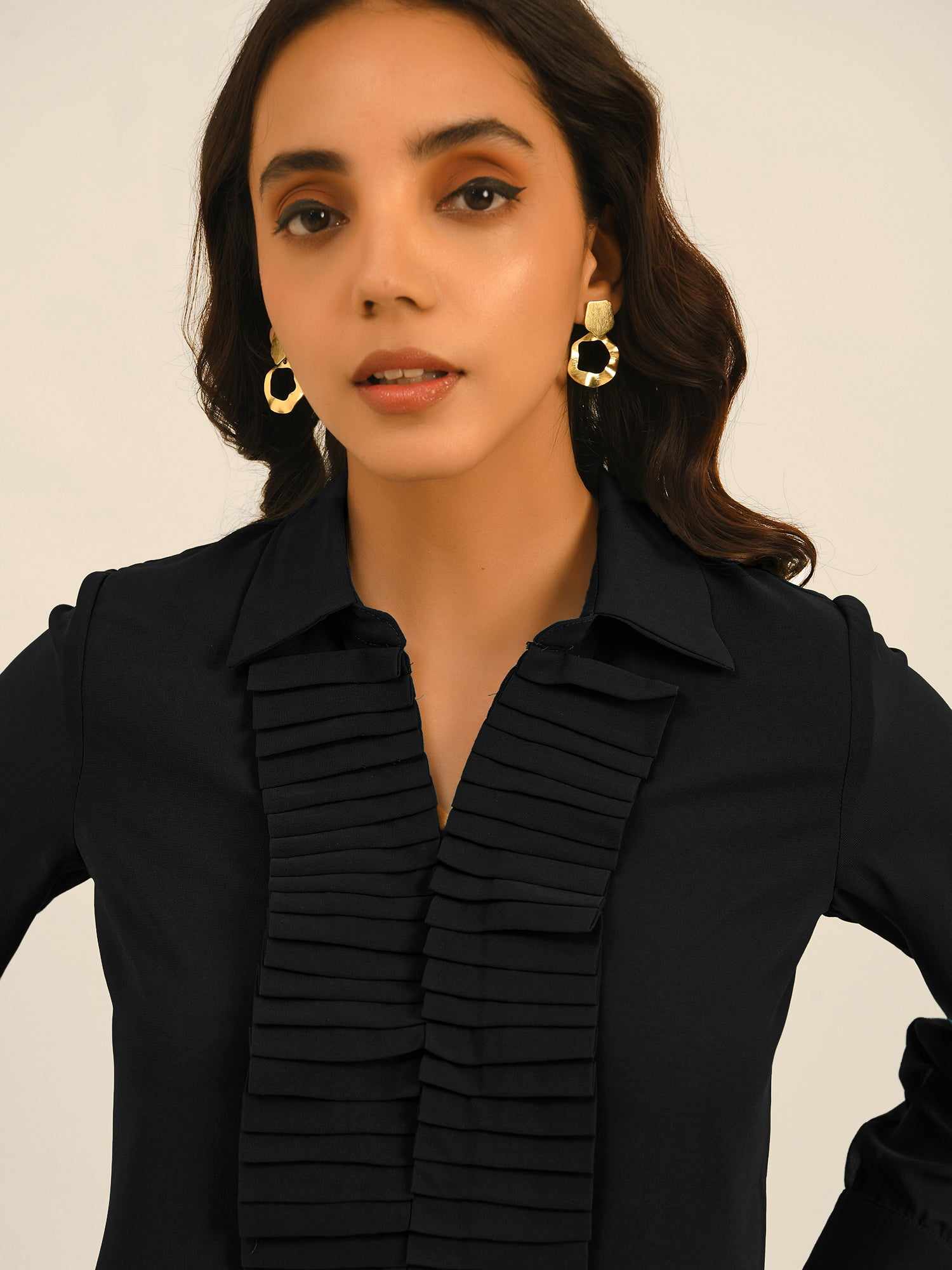 luxury vacay pleated placket shirt