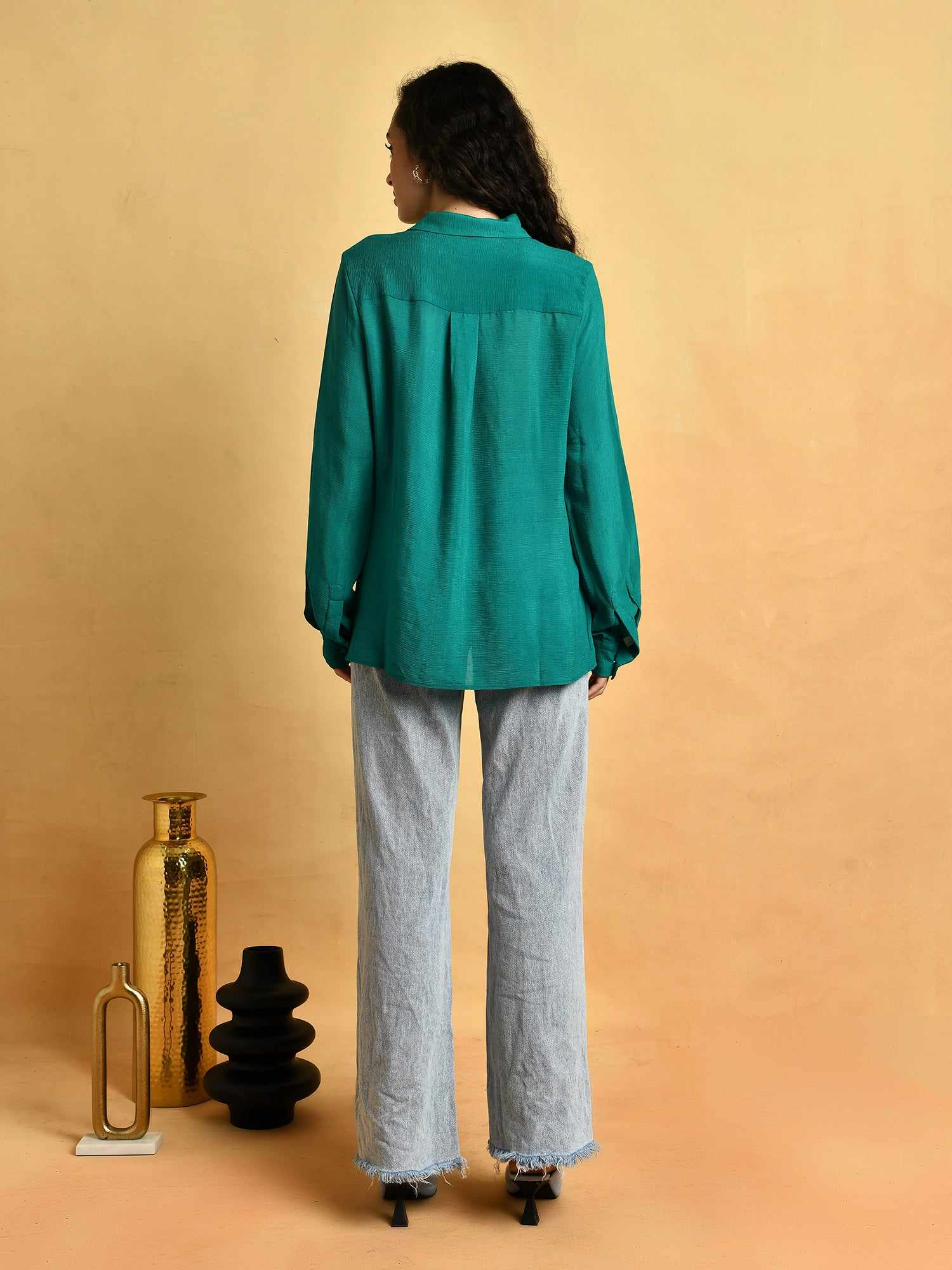 deluxe embellished green shirt