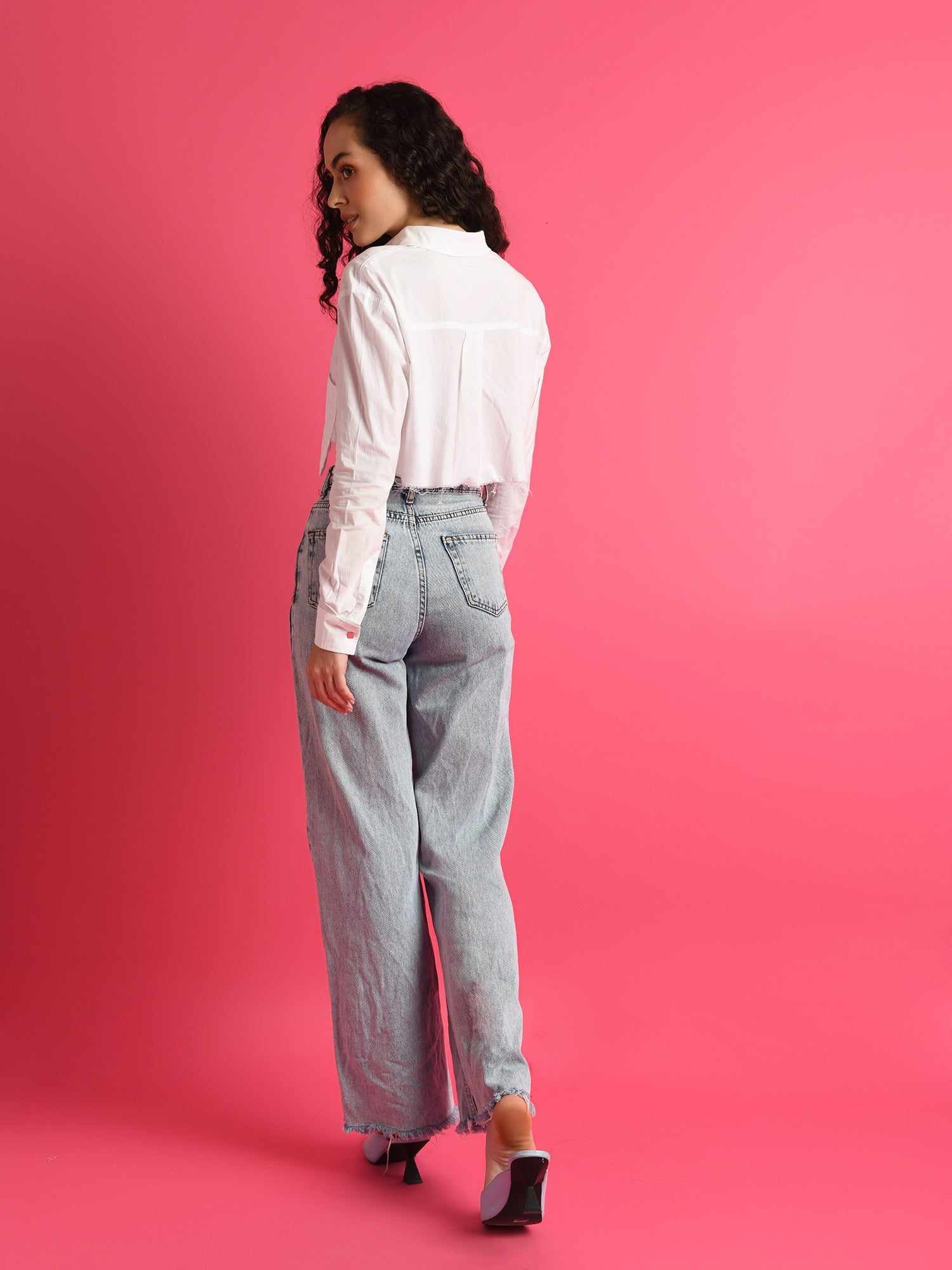 deluxe party on crop white shirt