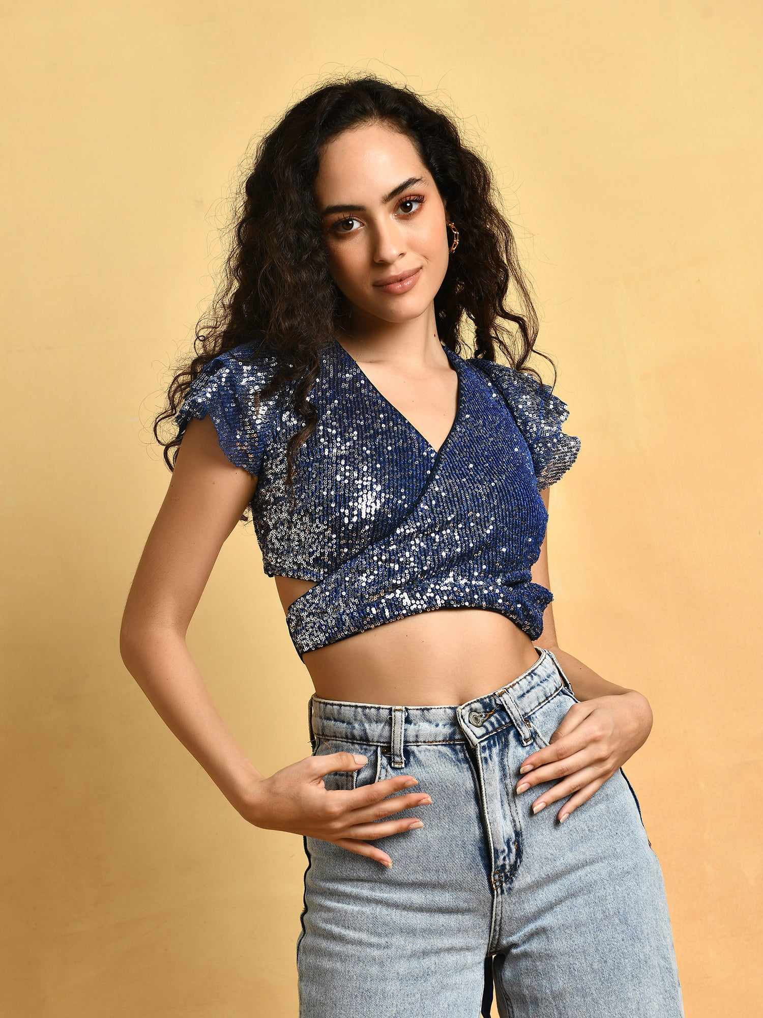 so pretty cut out sequins top